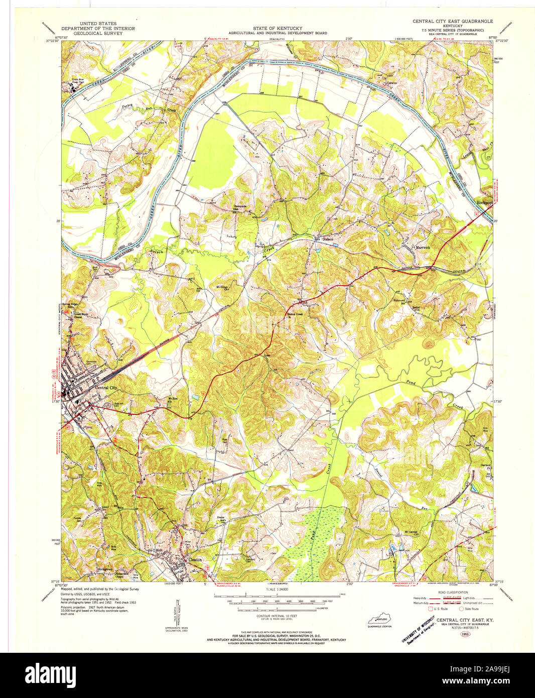 Central city kentucky map hi-res stock photography and images - Alamy