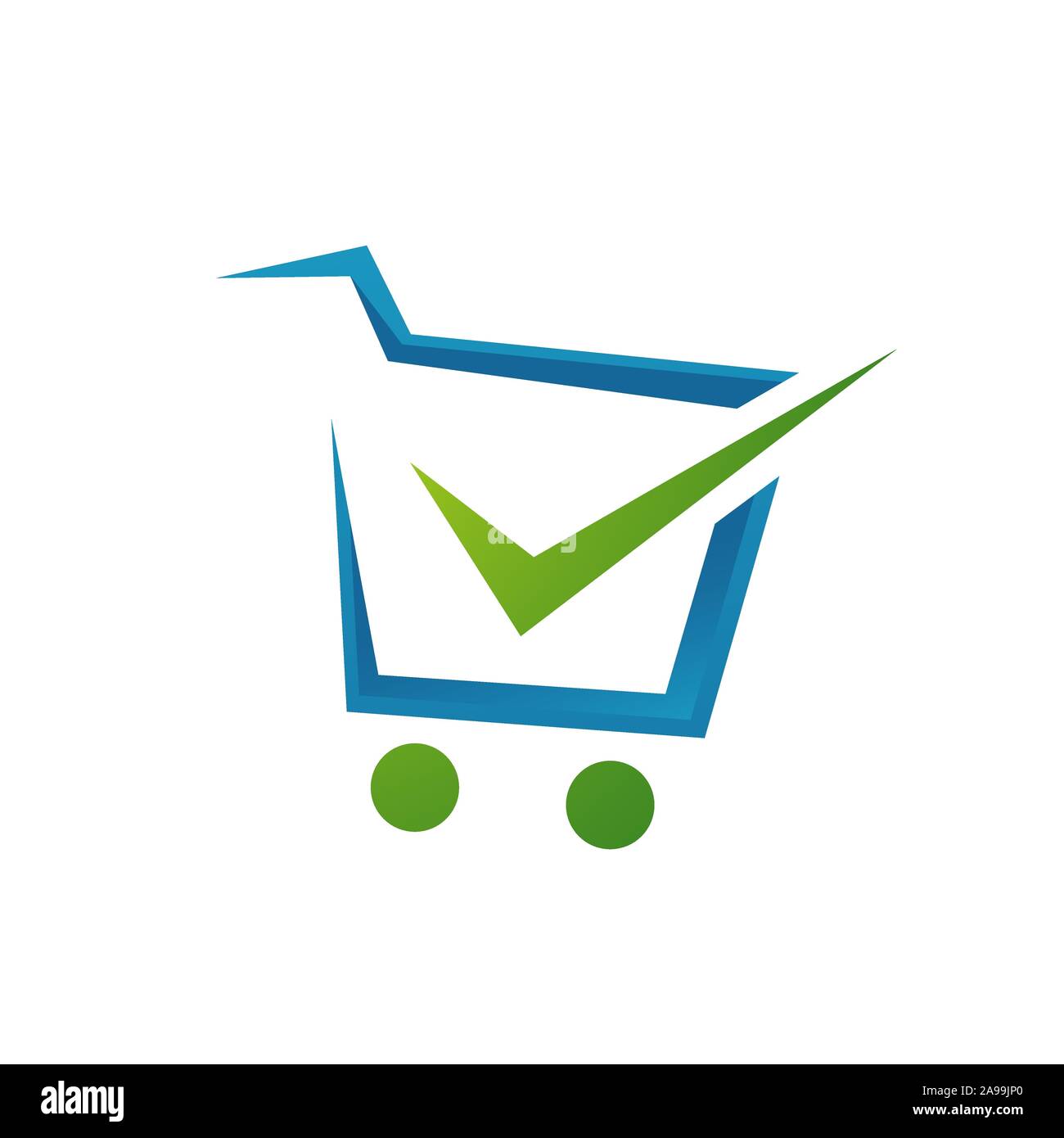 check mark and trolley for shopping cart logo icon  design shop symbol vector illustrations Stock Vector