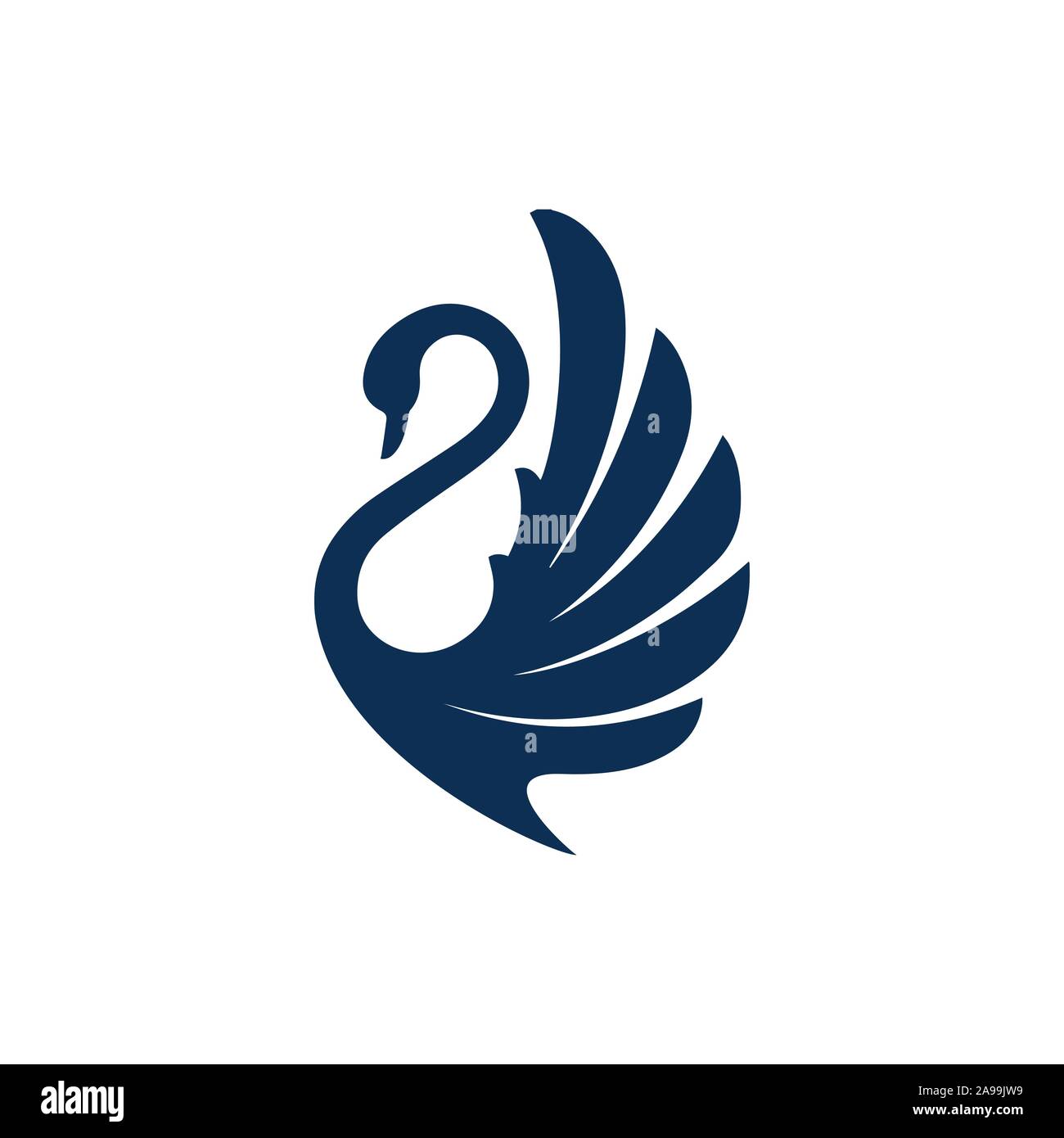 new luxury stylish spreading wings swan logo design vector logotype sign illustration Stock Vector