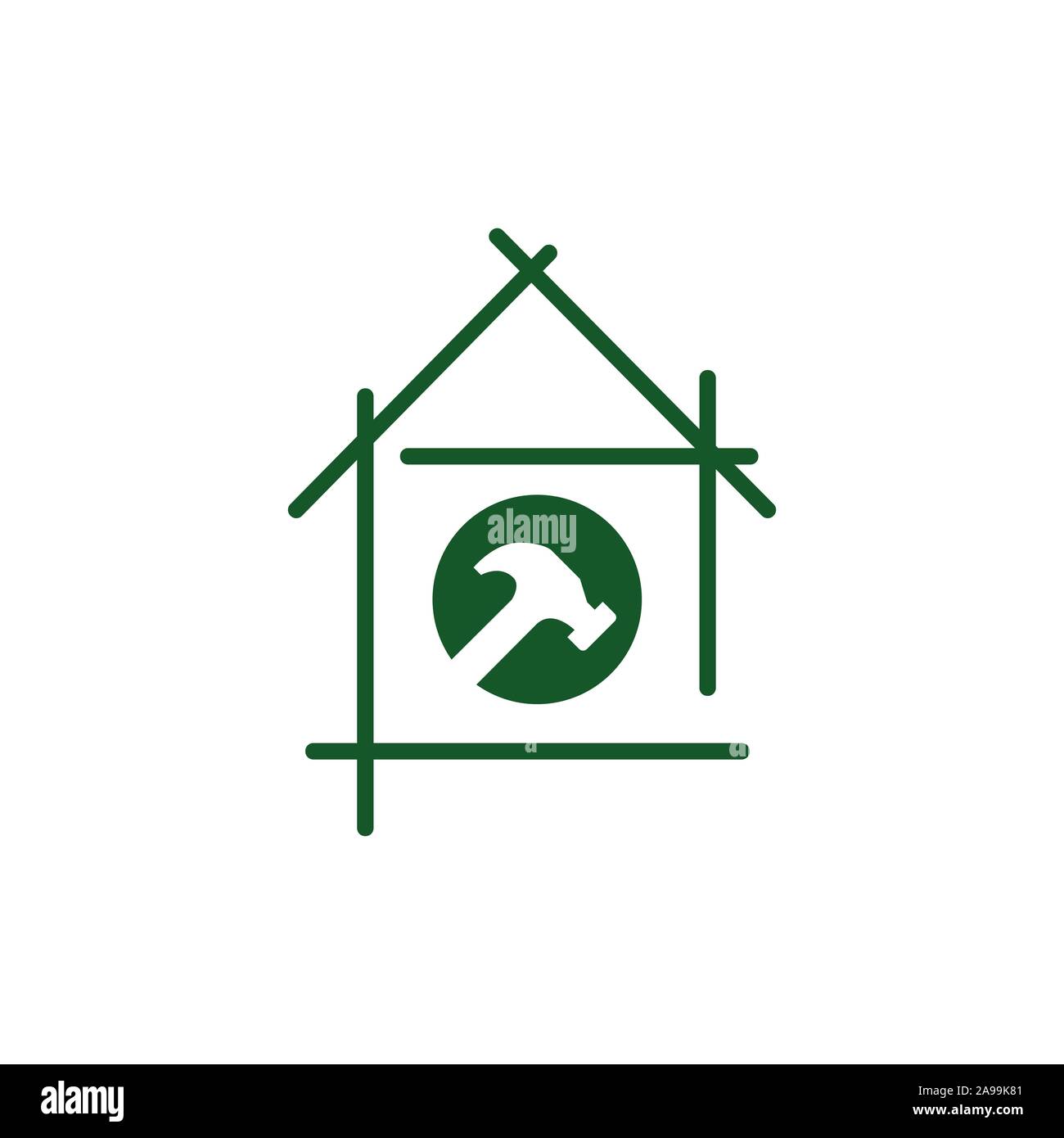 Home Repair Logo. Creative home and hammer tools for construction concept. vector illustration. eps 10 Stock Vector