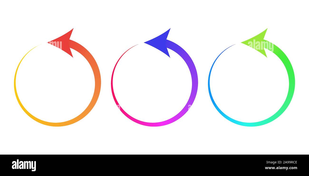 Set of circle arrows. Reload arrows isolated. Color refresh vector