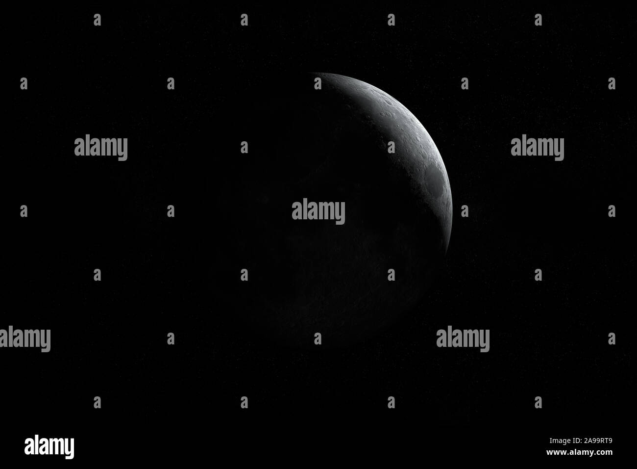 Waxing moon in the outer space, render Stock Photo Alamy