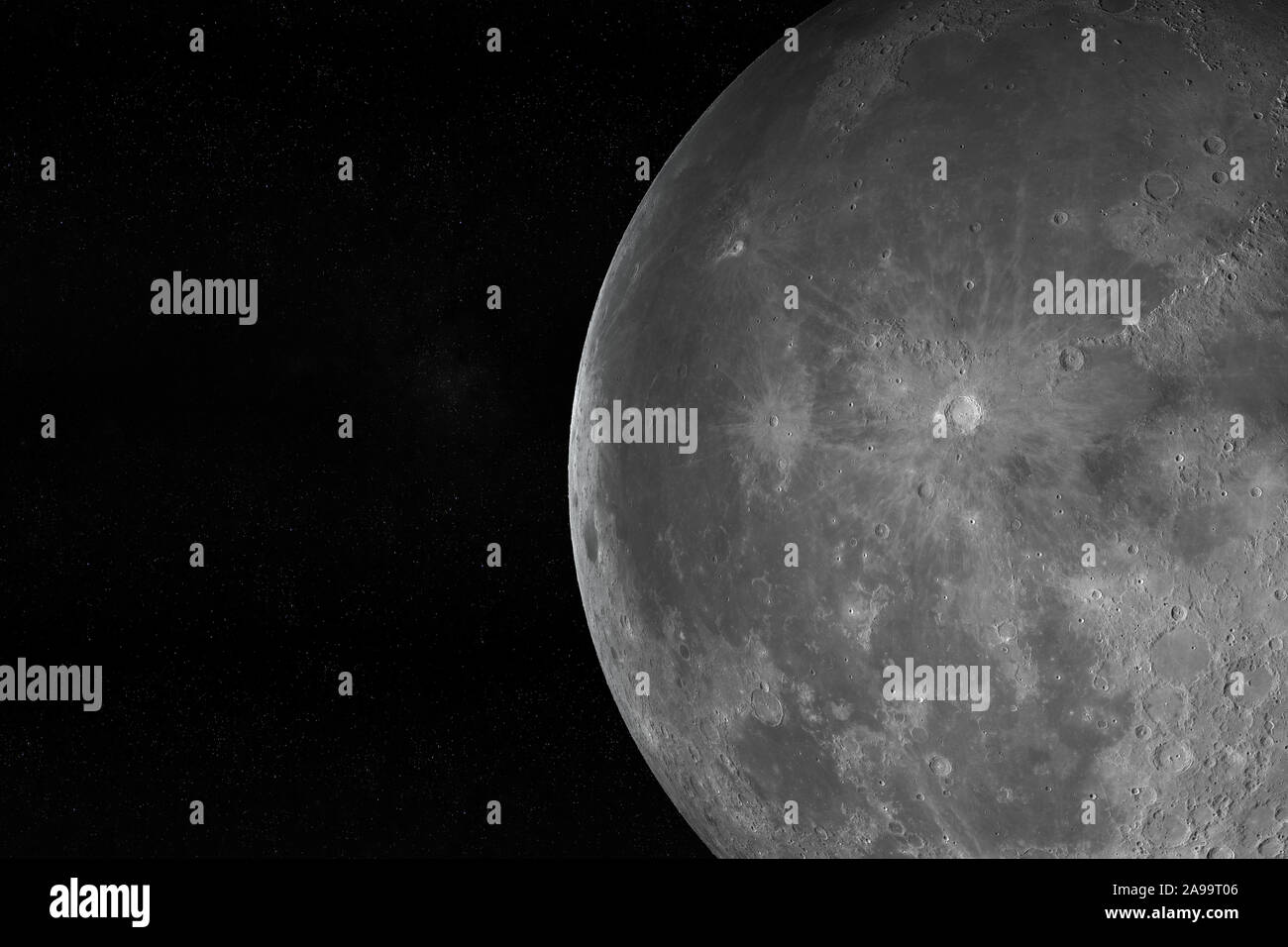 Oceanus Procellarum in the moon, 3d rendering Stock Photo
