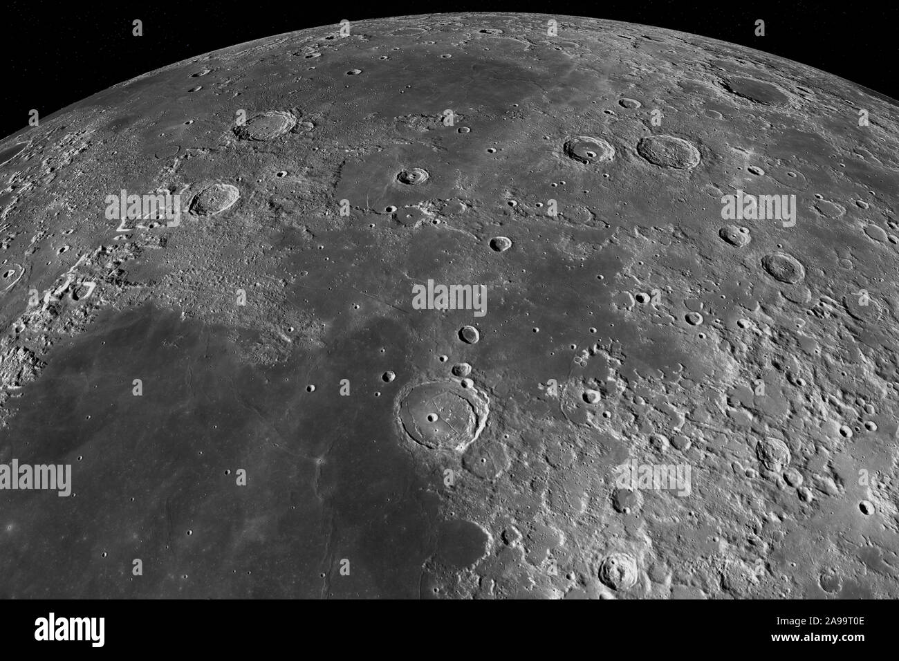Mare Serenitatis in the lunar surface of the moon, 3d rendering Stock Photo