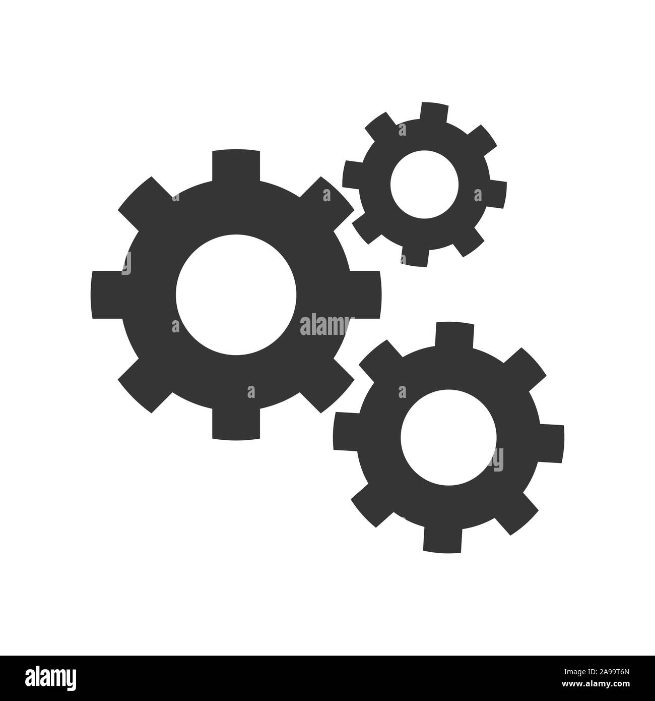 Gears on a white background. Gear vector icon. Black gears in flat ...