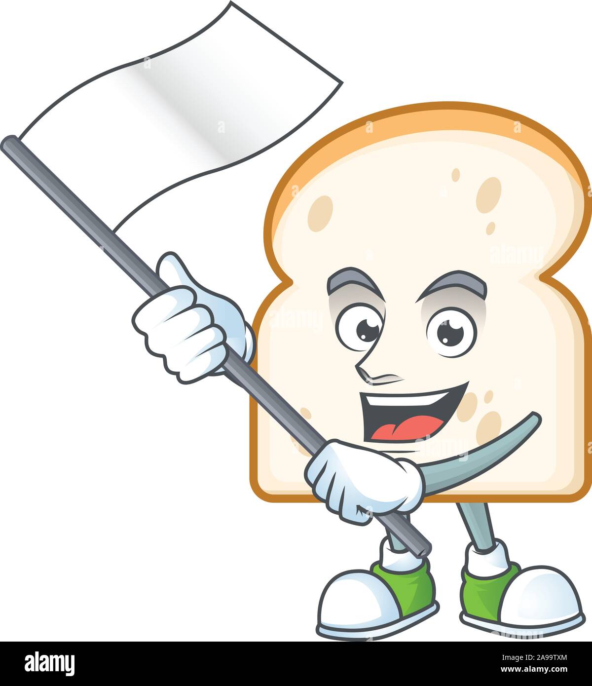 Slice white bread with character bring flag Stock Vector Image & Art