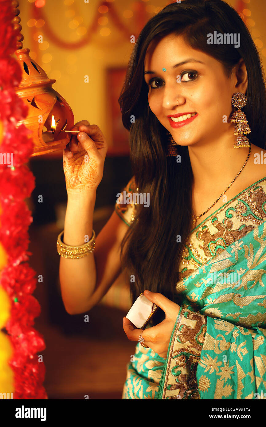 Indian Girl Poses Photograph Light Lamps Editorial Stock Photo - Stock  Image | Shutterstock