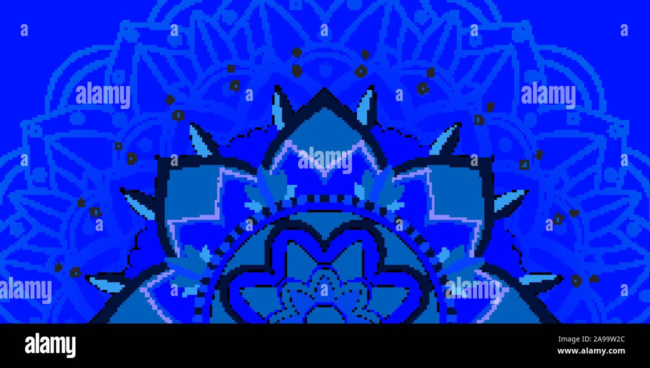 Background pattern of mandala in blue illustration Stock Vector Image