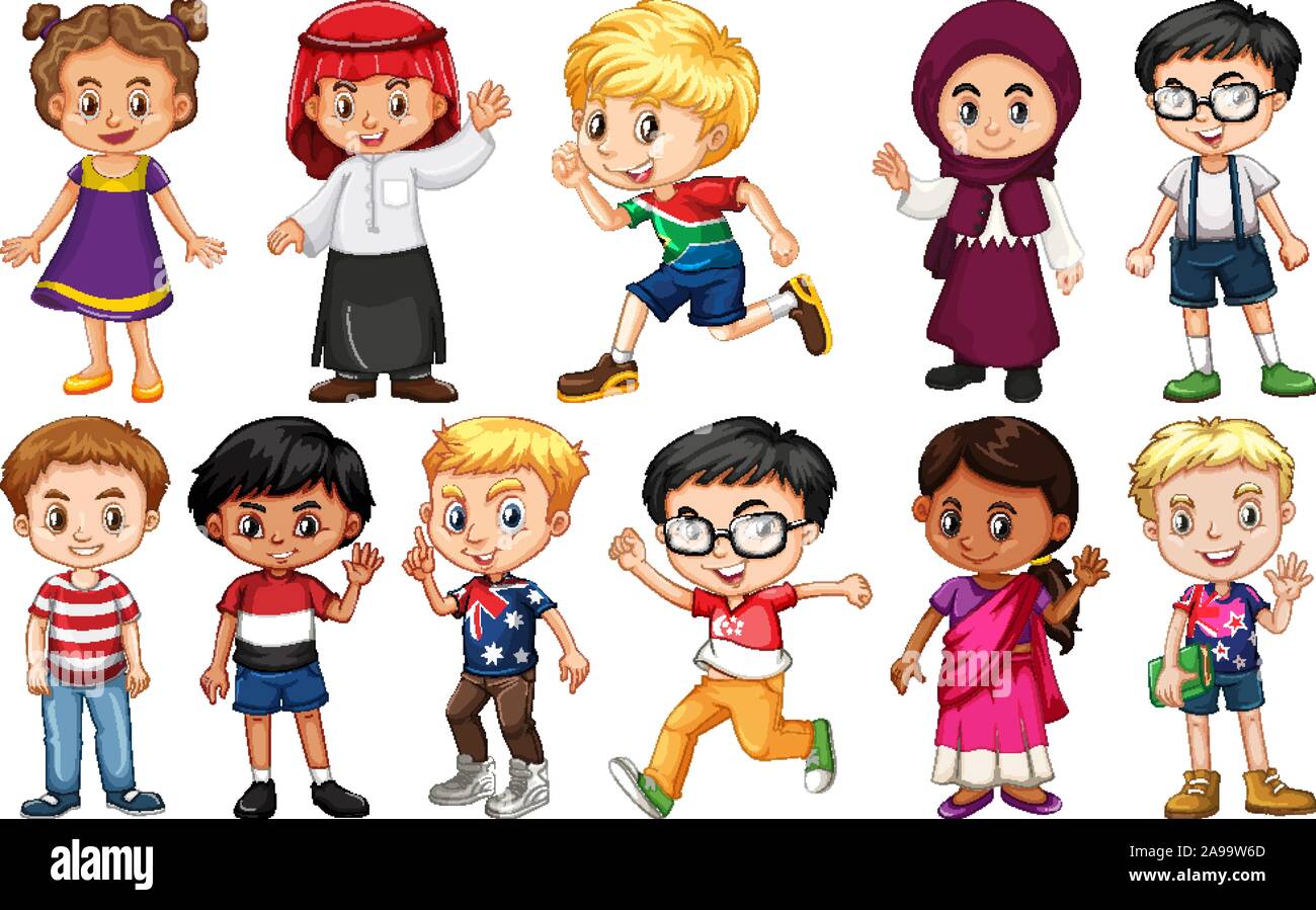 Set of children from different countries illustration Stock Vector ...