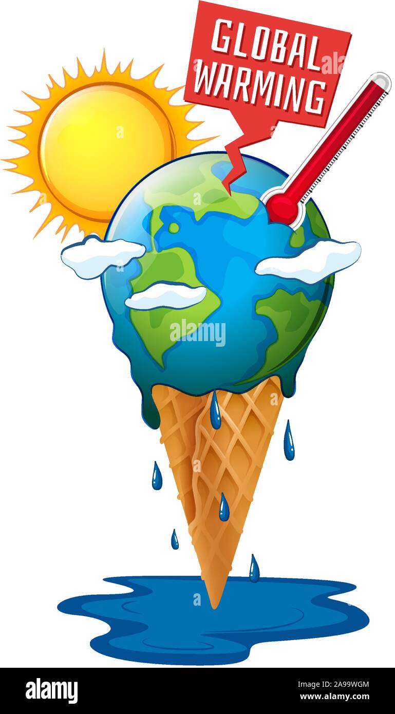 Global warming with earth and hot sun illustration Stock Vector Image ...