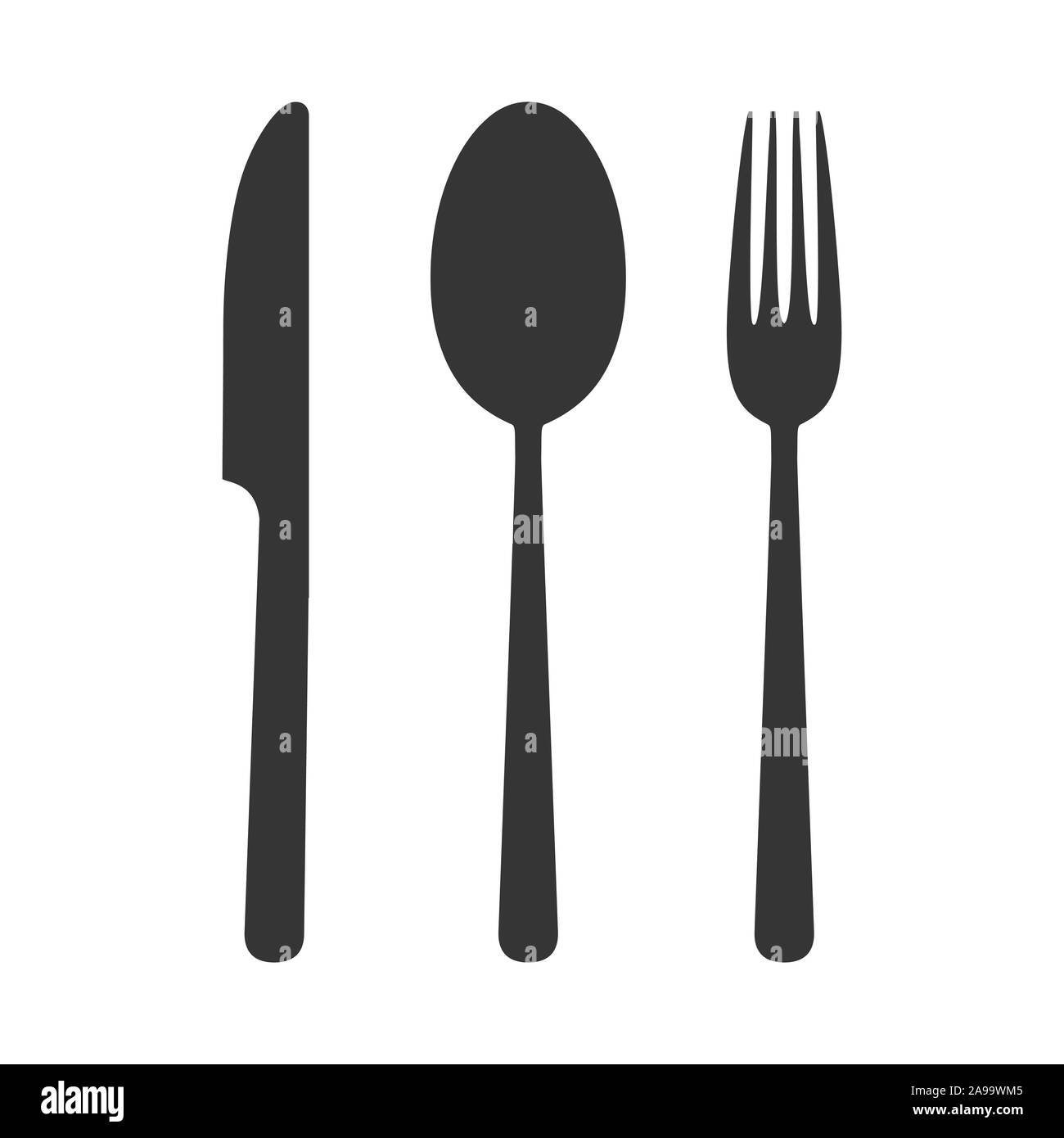 Spoon, fork and knife vector. Spoon, fork and knife in flat style
