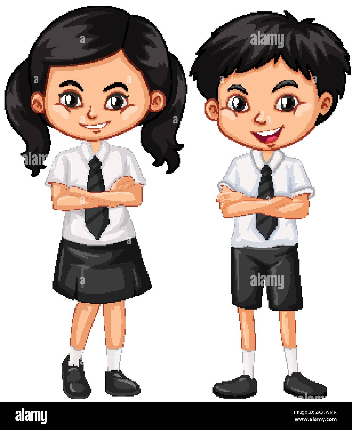 Boy and girl in school uniform illustration Stock Vector Image & Art - Alamy