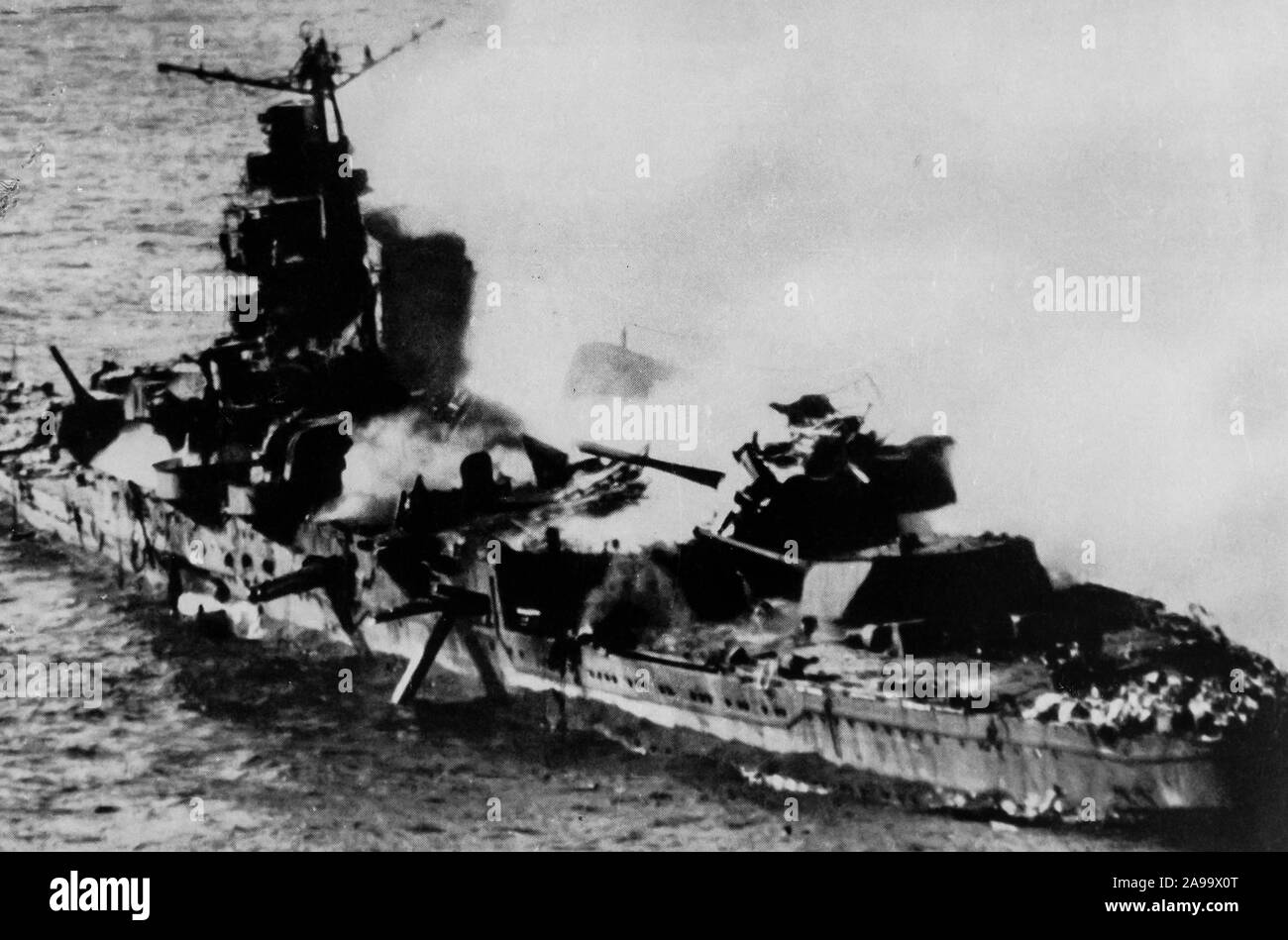 mikuma cruiser during the midway battle, japan, second world war, 1942 Stock Photo