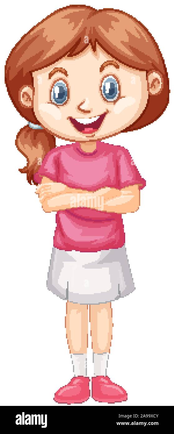 One happy girl in pink shirt illustration Stock Vector Image & Art - Alamy