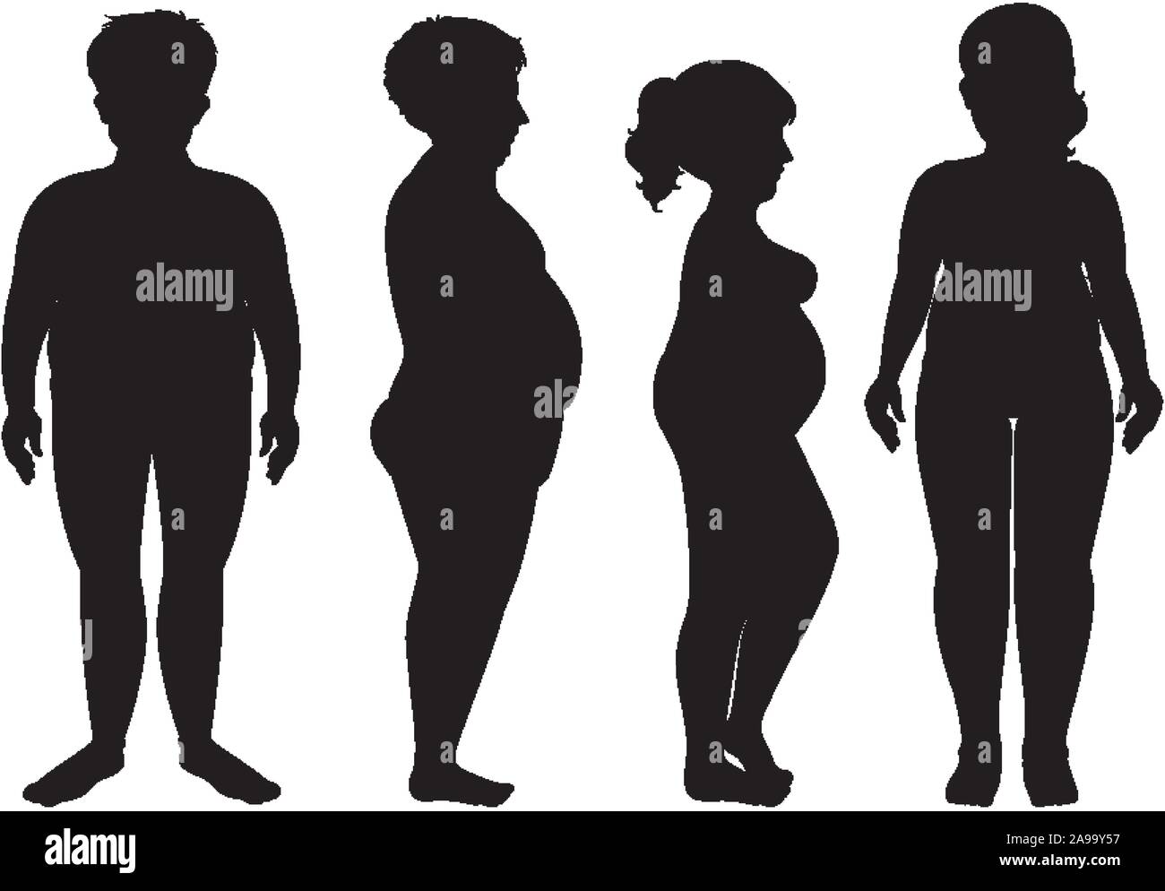 Silhouette men and women on white background illustration Stock Vector ...