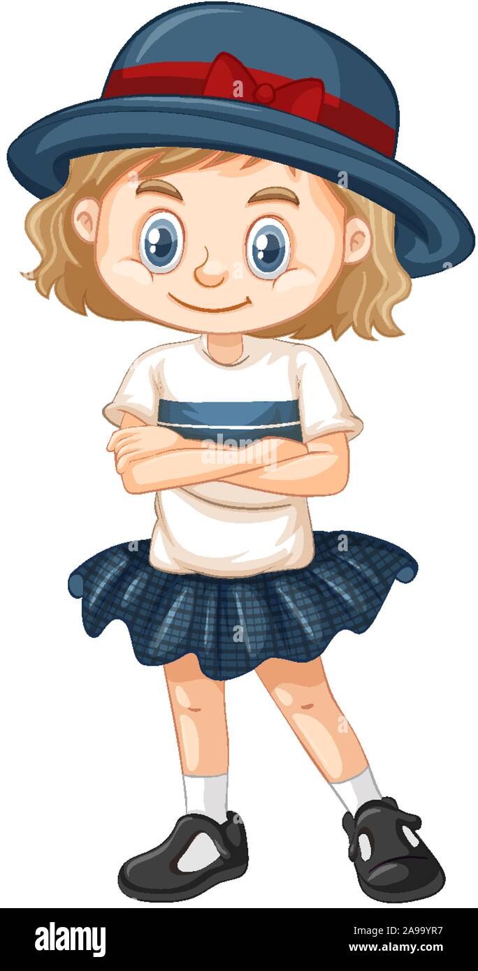 One happy girl in gray skirt illustration Stock Vector Image & Art - Alamy