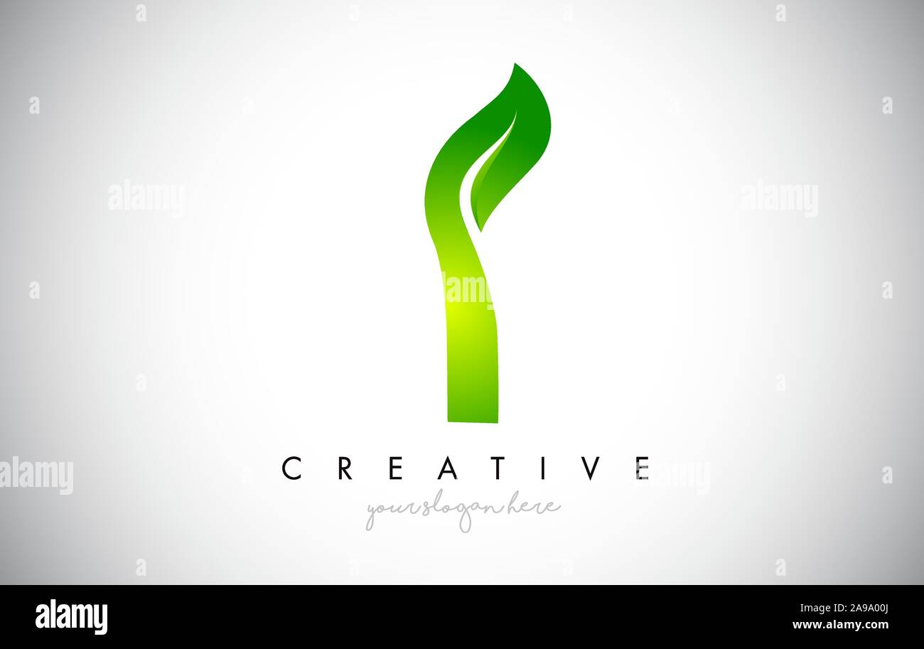 I Leaf Letter Logo Icon Design in Green Colors. Eco Bio Letter Design ...