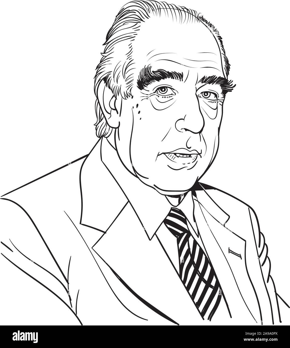 Niels Bohr isolated cartoon portrait, vector Stock Vector