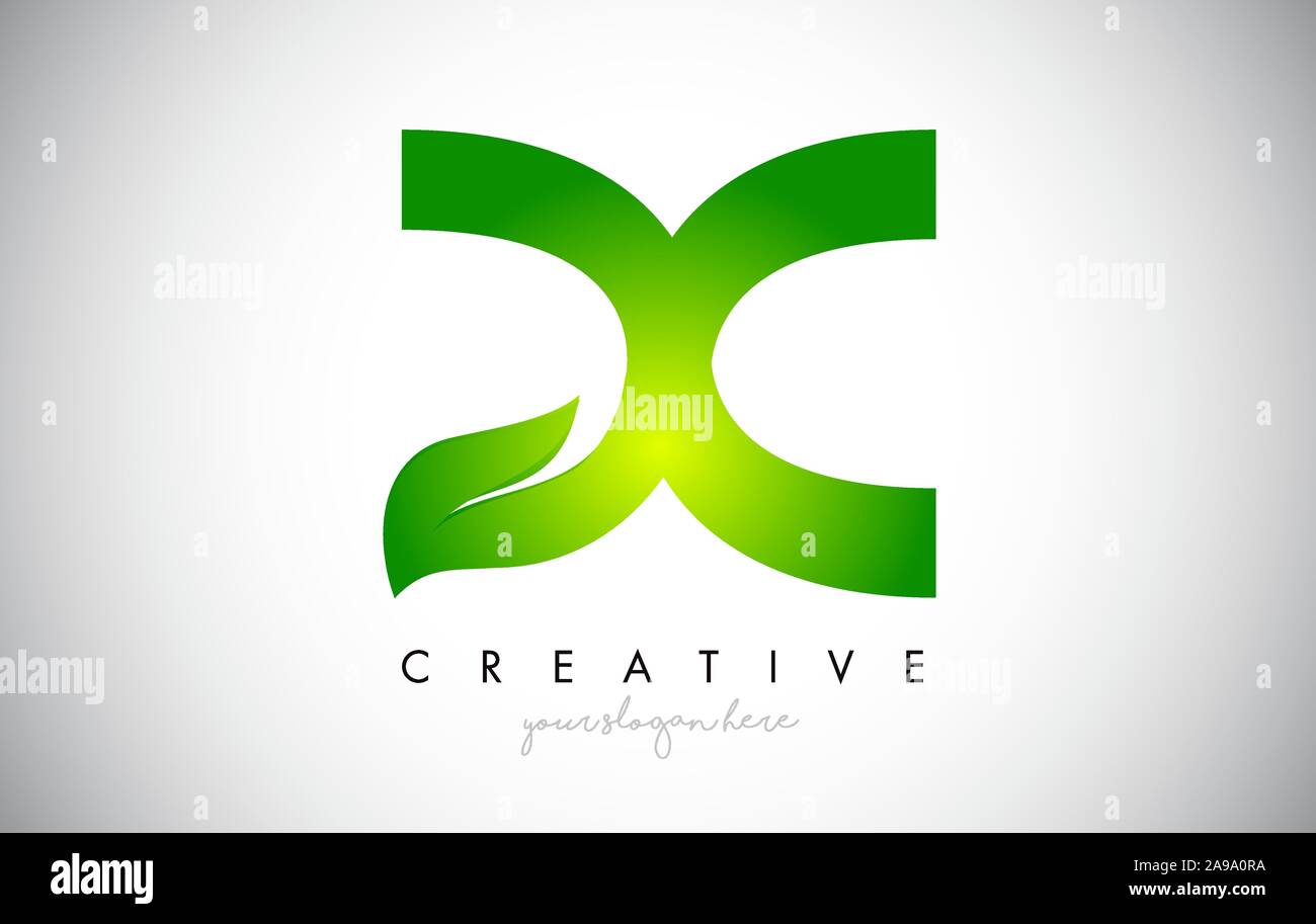X Leaf Letter Logo Icon Design in Green Colors. Eco Bio Letter Design ...