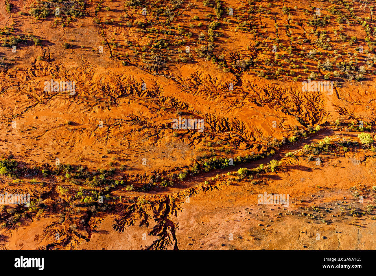 Aerial view of the George Gill ranges in remote central Australia in the Northern Territory Stock Photo
