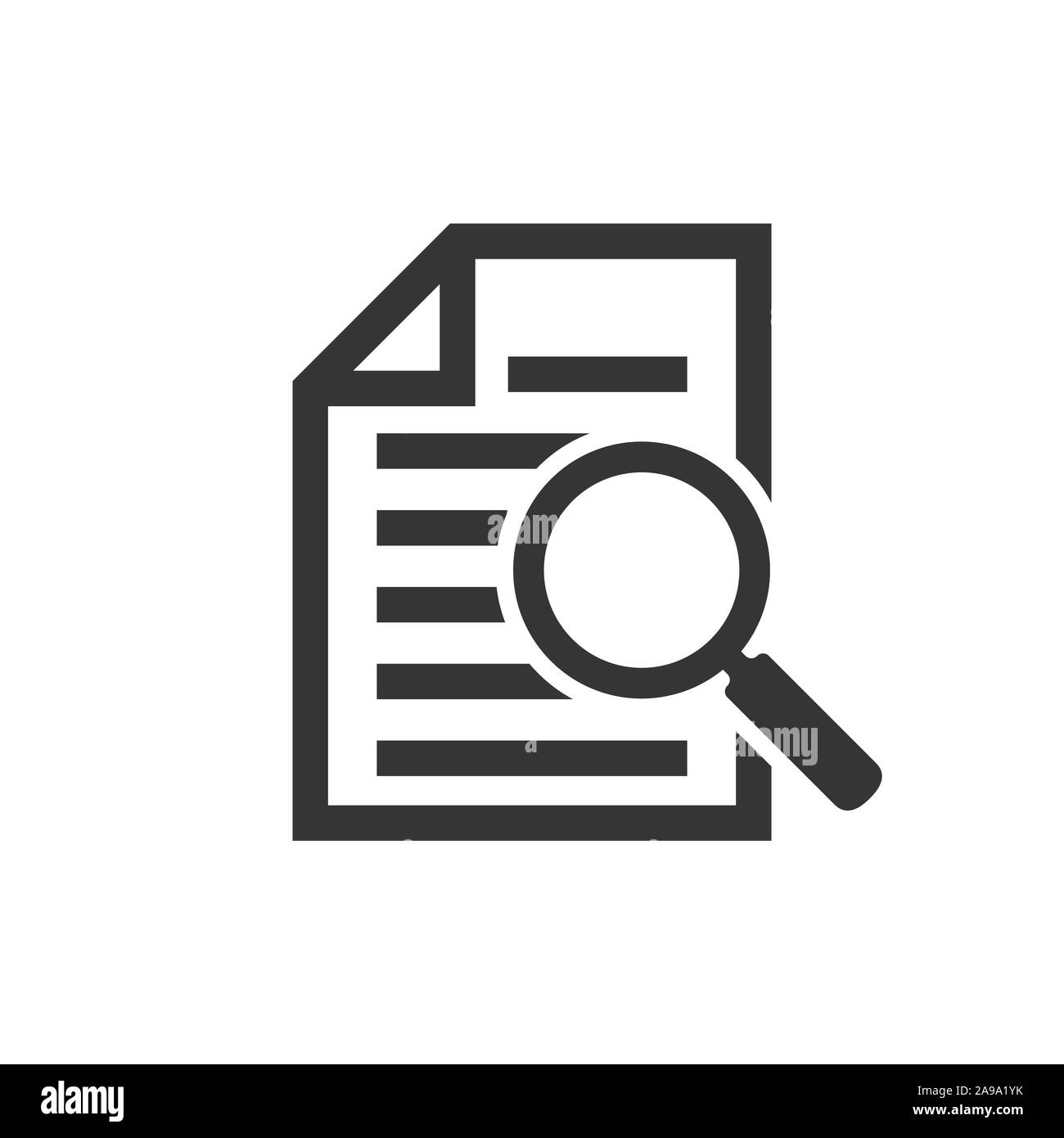 Document with magnifying glass icon. Magnifier for document. Conceptual