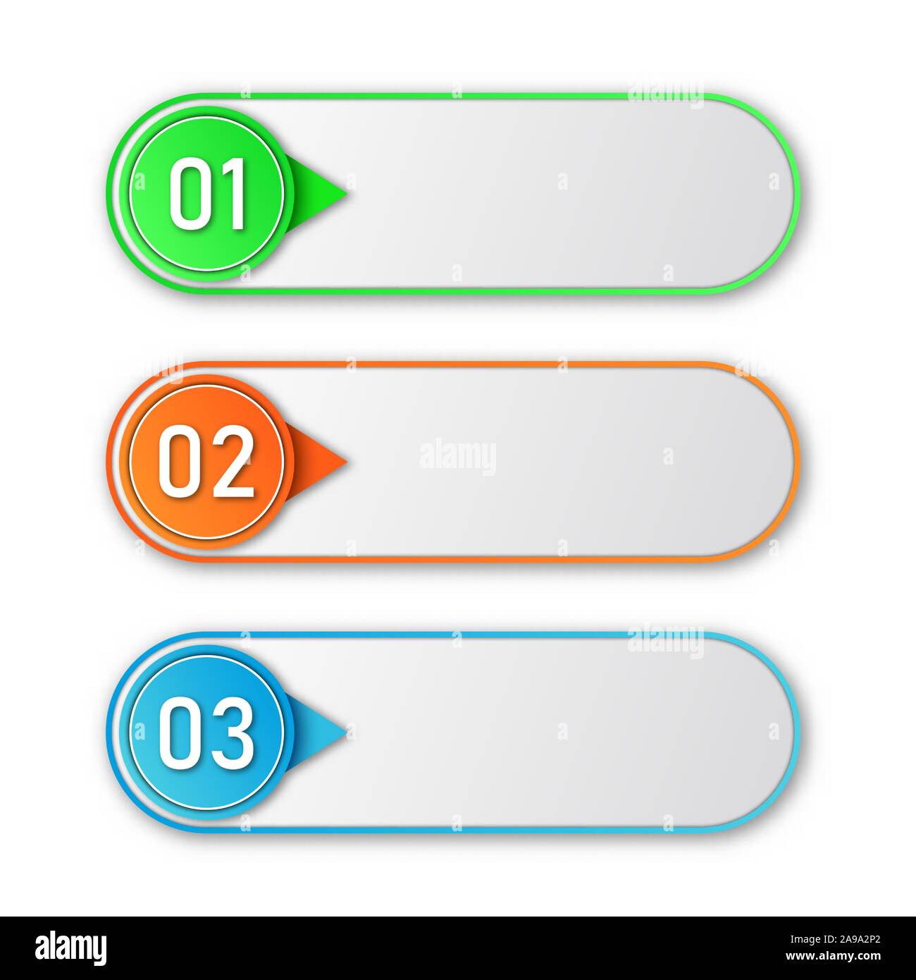 Colored process steps. Vector Infographic elements. 1, 2 and 3 numbers or steps Stock Vector