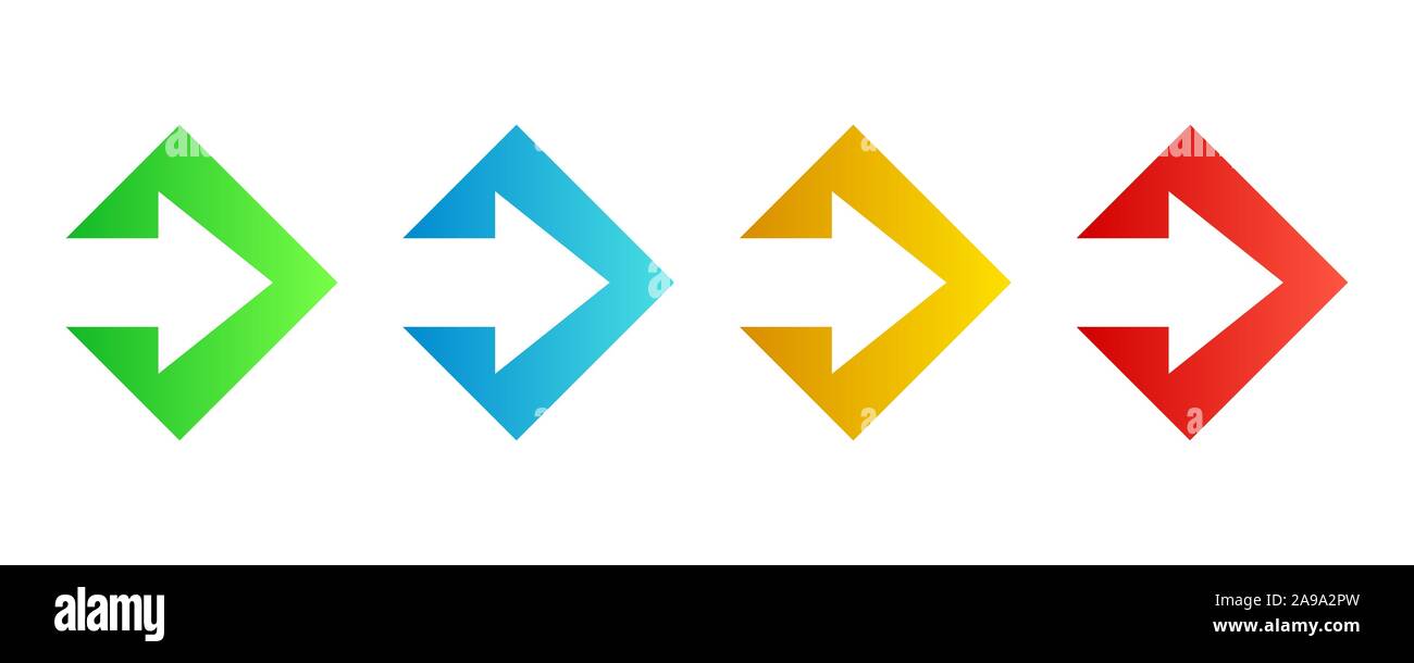 Set of colorful arrows. Arrow icon isolated. Color vector arrows to ...