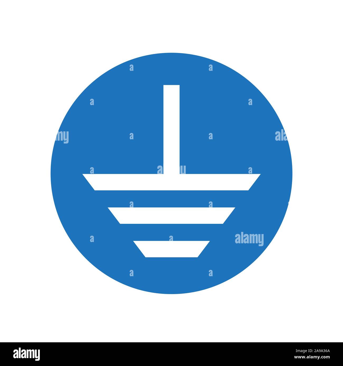 Electrical grounding symbol - vector. Grounding icon isolated. Vector blue icon. Protective Earth ground sign in flat design Stock Vector