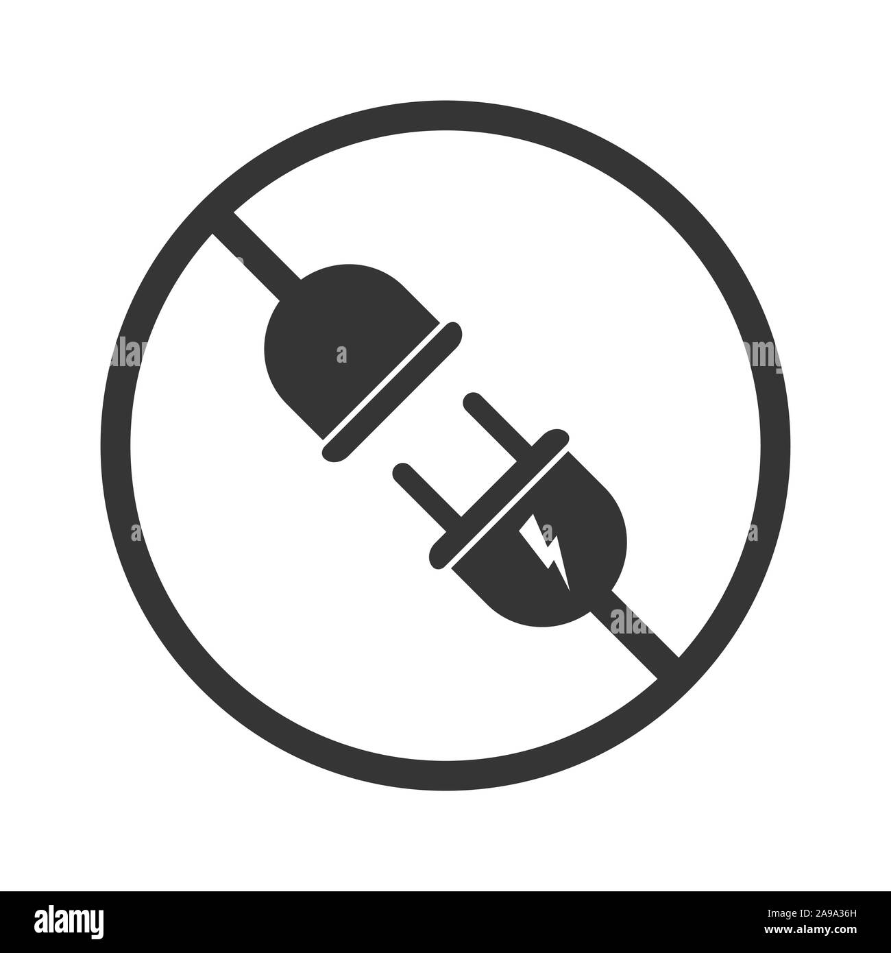 Wire plug and socket isolated. Vector black icon. Electric plug and