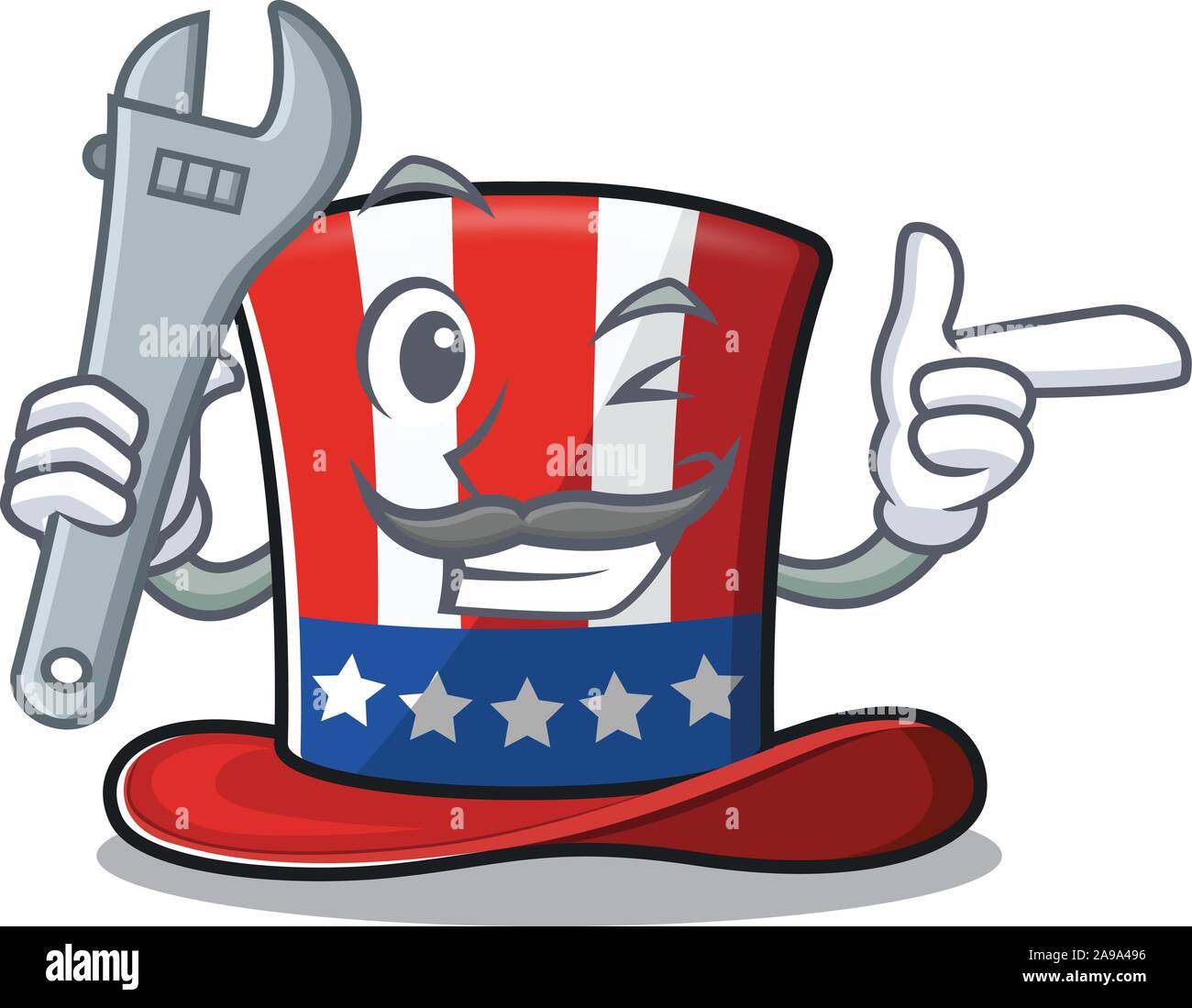 Mascot uncle sam hat mechanic the character Stock Vector