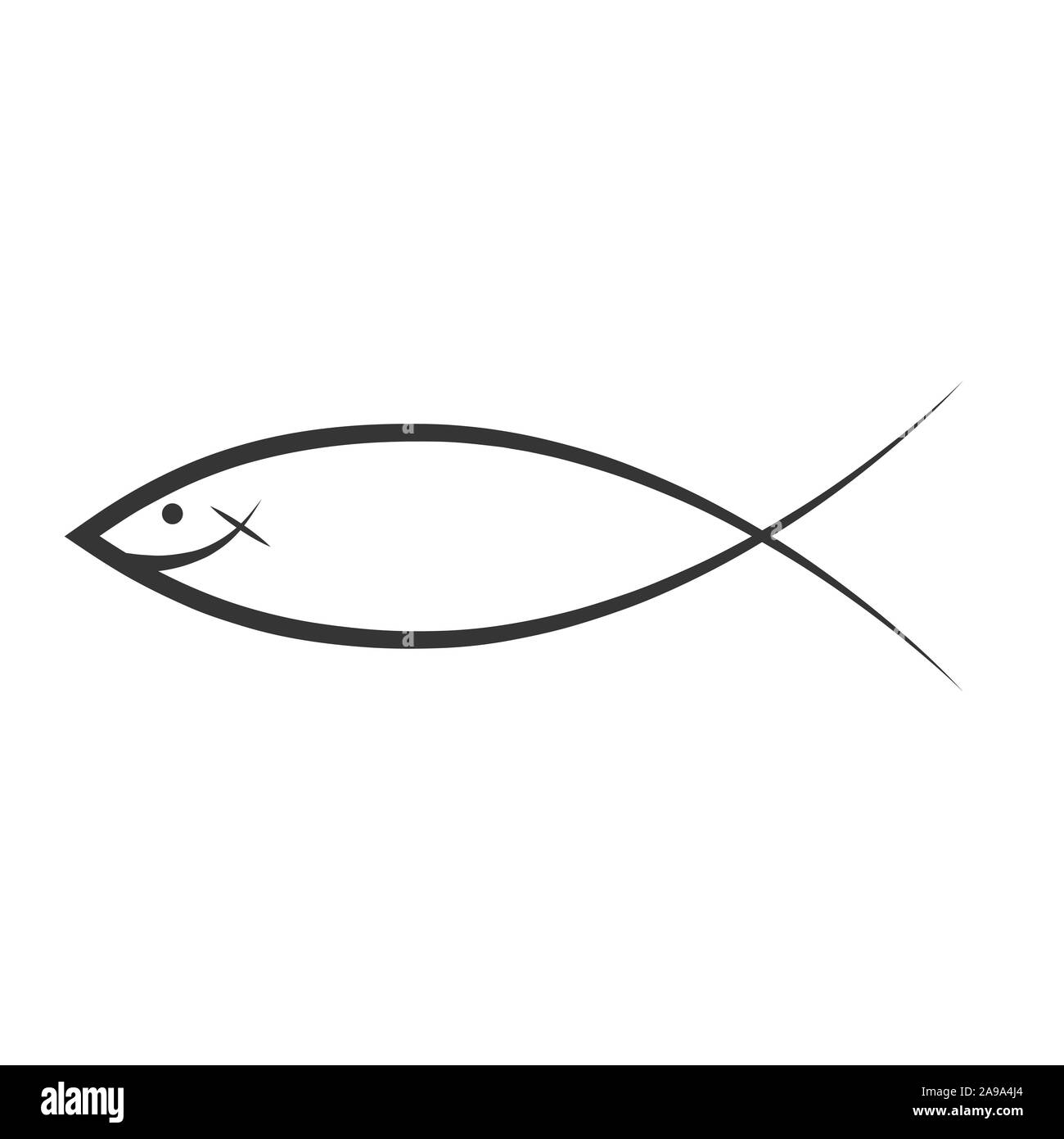Christian Fish Icon Vector Jesus Fish Icon In Flat Style Black