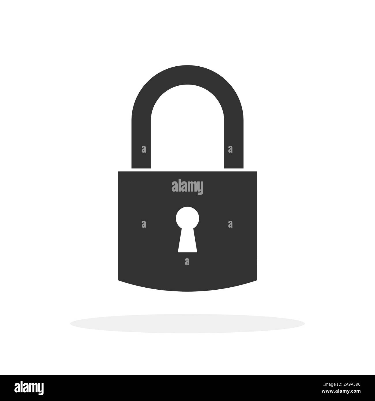 Black Padlock icon isolated. Vector Padlock silhouette in flat design ...