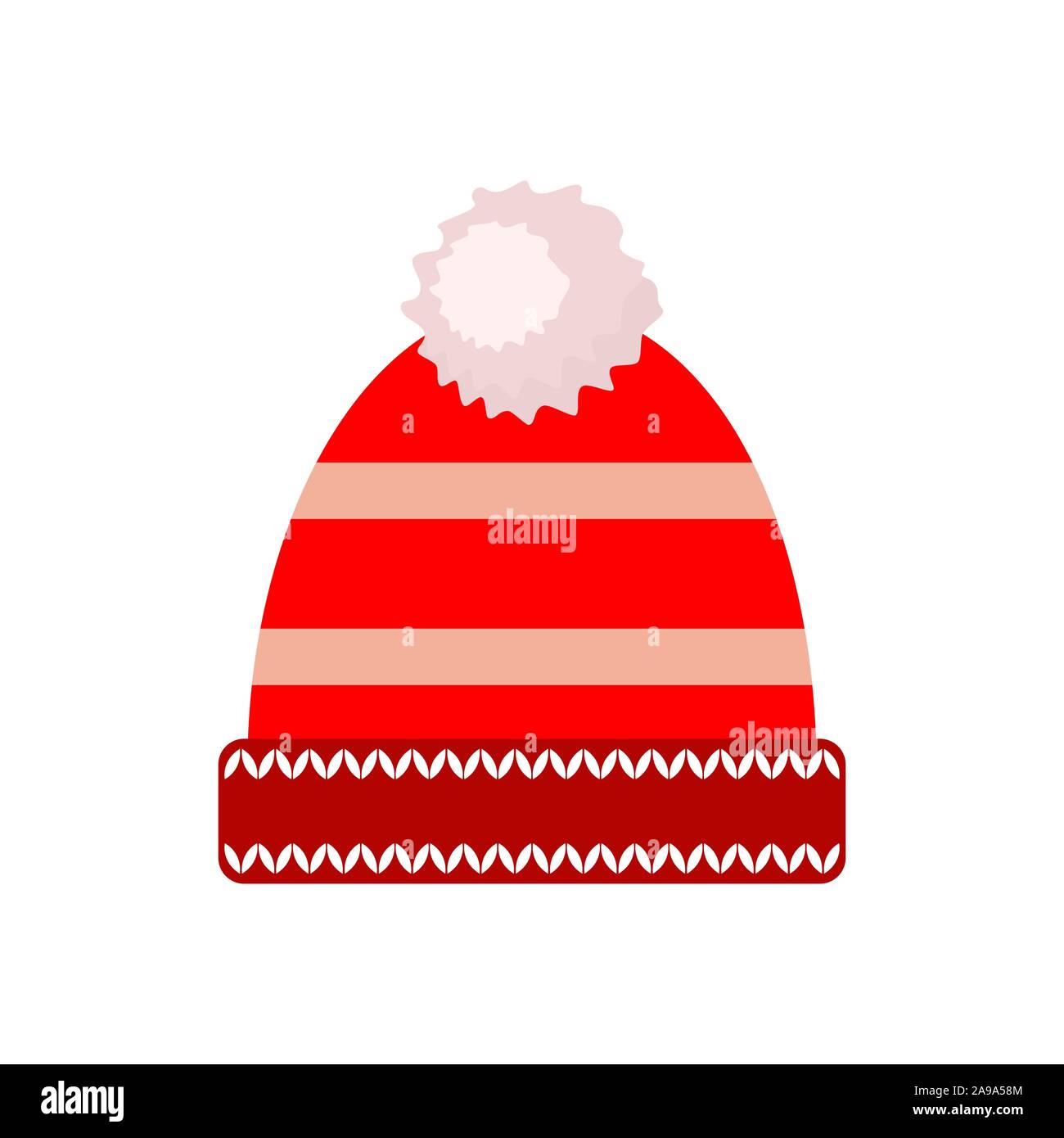 Winter hat icon in flat design. Vector illustration. Red winter cap isolated Stock Vector