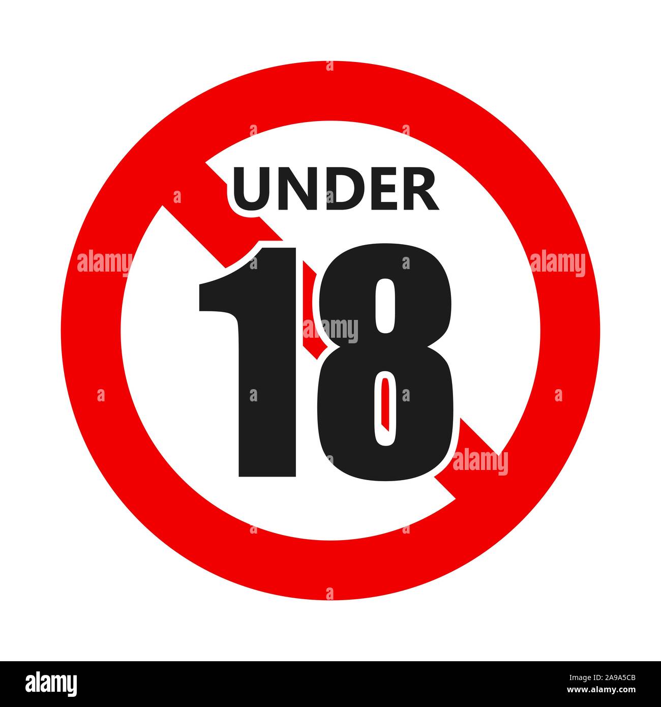 Under eighteen sign. Age limit concept. Vector illustration. Adults only warning sign Stock Vector