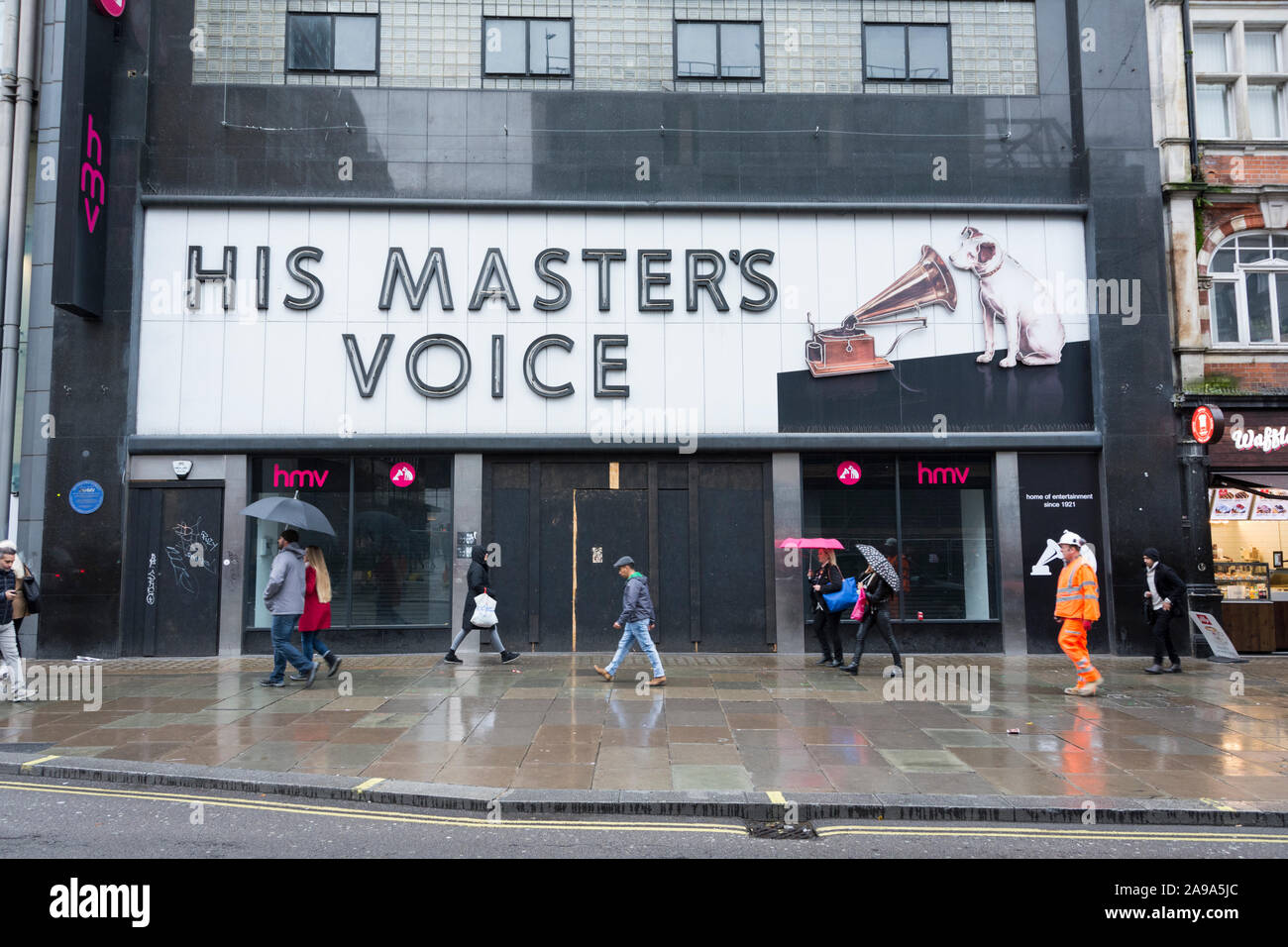 The now-closed His Masters Voice (HMV) flagship record store, 363 Oxford Street, London, UK Stock Photo