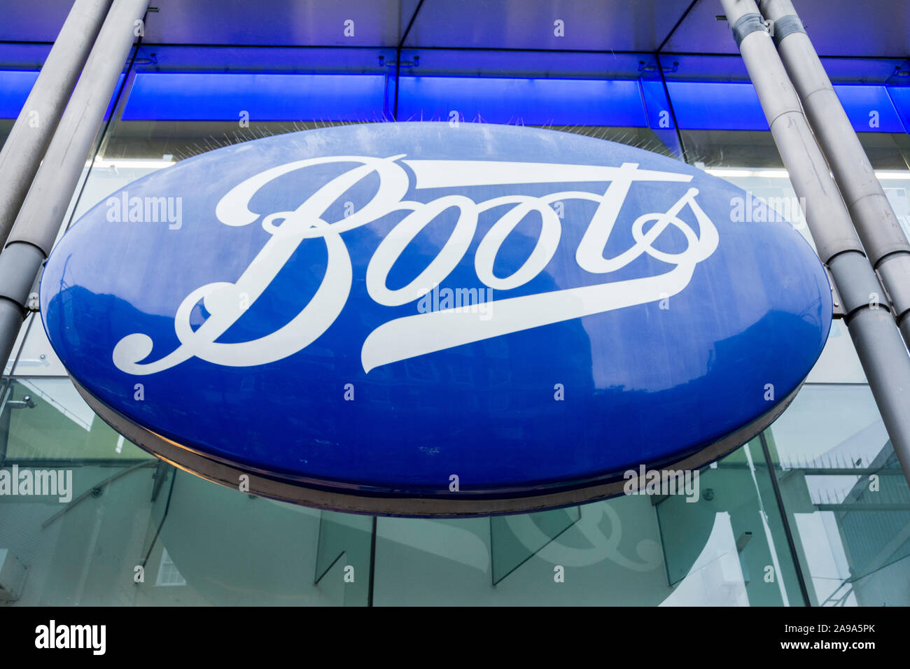 A large sign outside Boots the Chemist on Oxford Street, London, UK Stock Photo Alamy