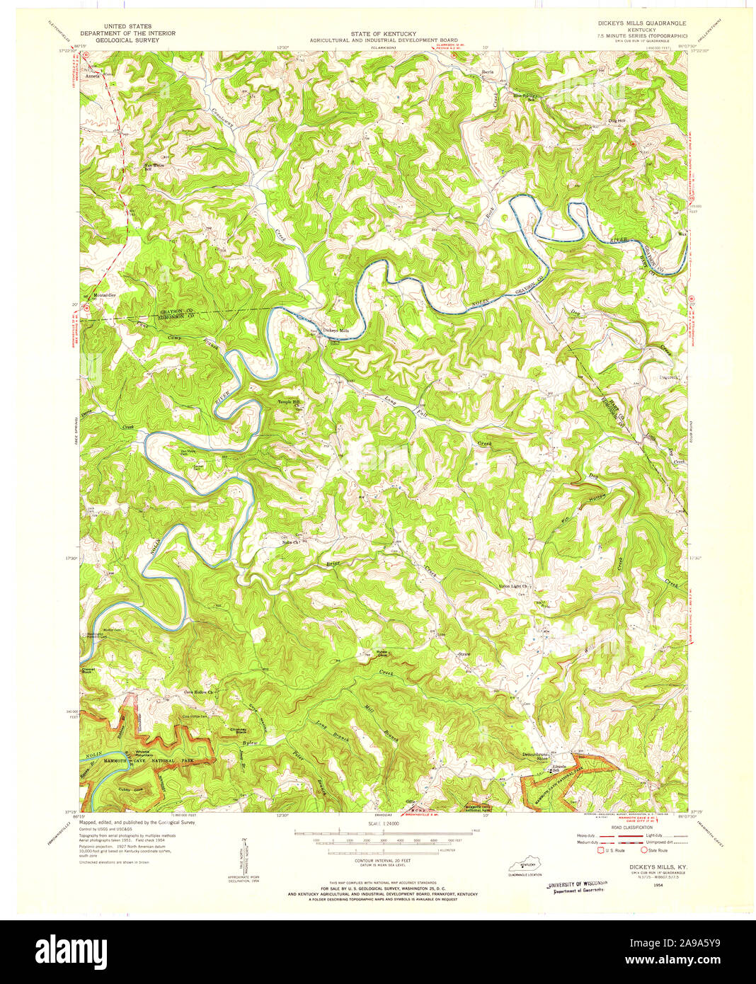 USGS TOPO Map Kentucky KY Dickeys Mills 708534 1954 24000 Stock Photo