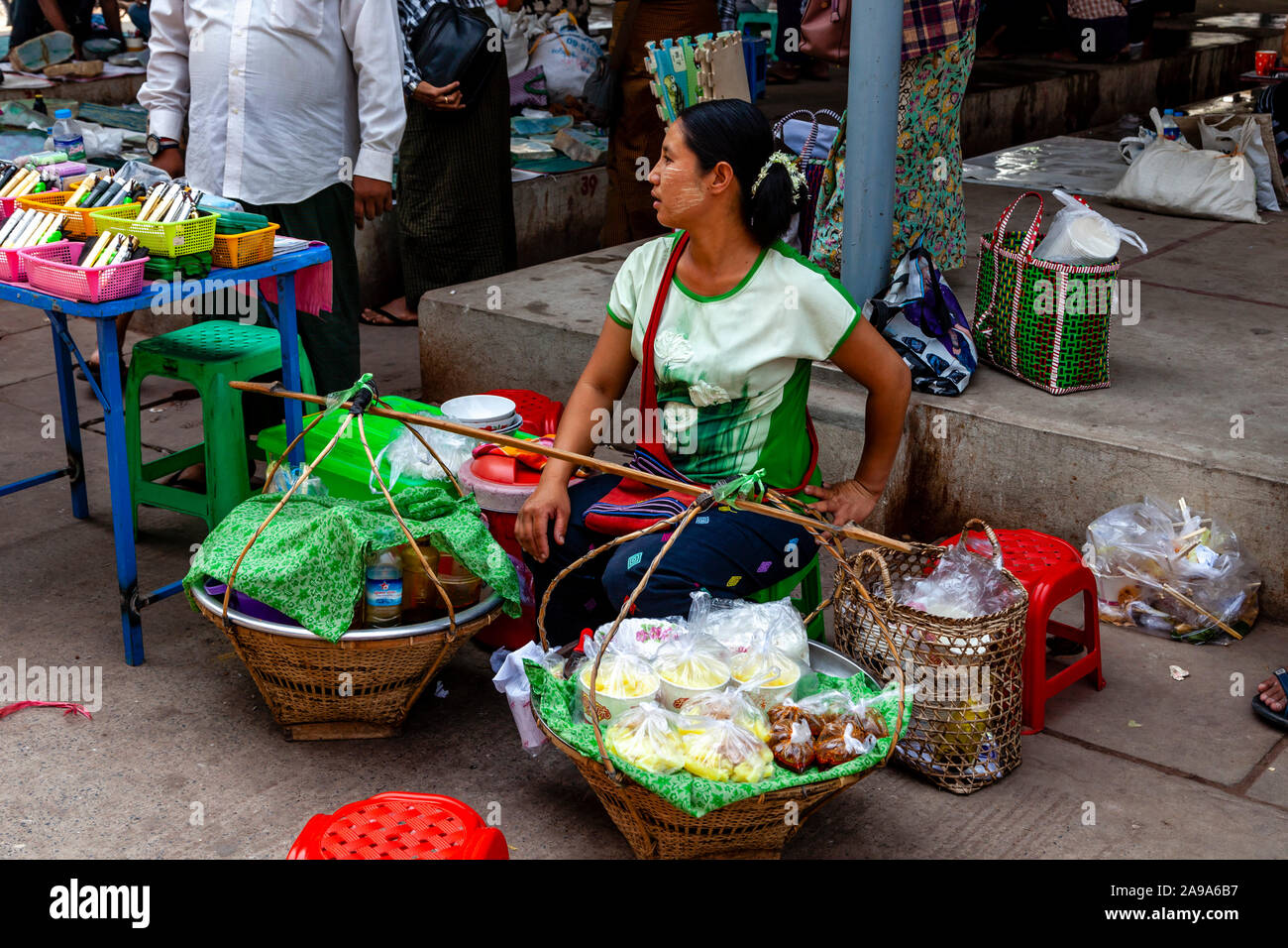 A Local Woman Selling Snacks At The Jade Market, Mandalay, Myanmar Stock  Photo - Alamy