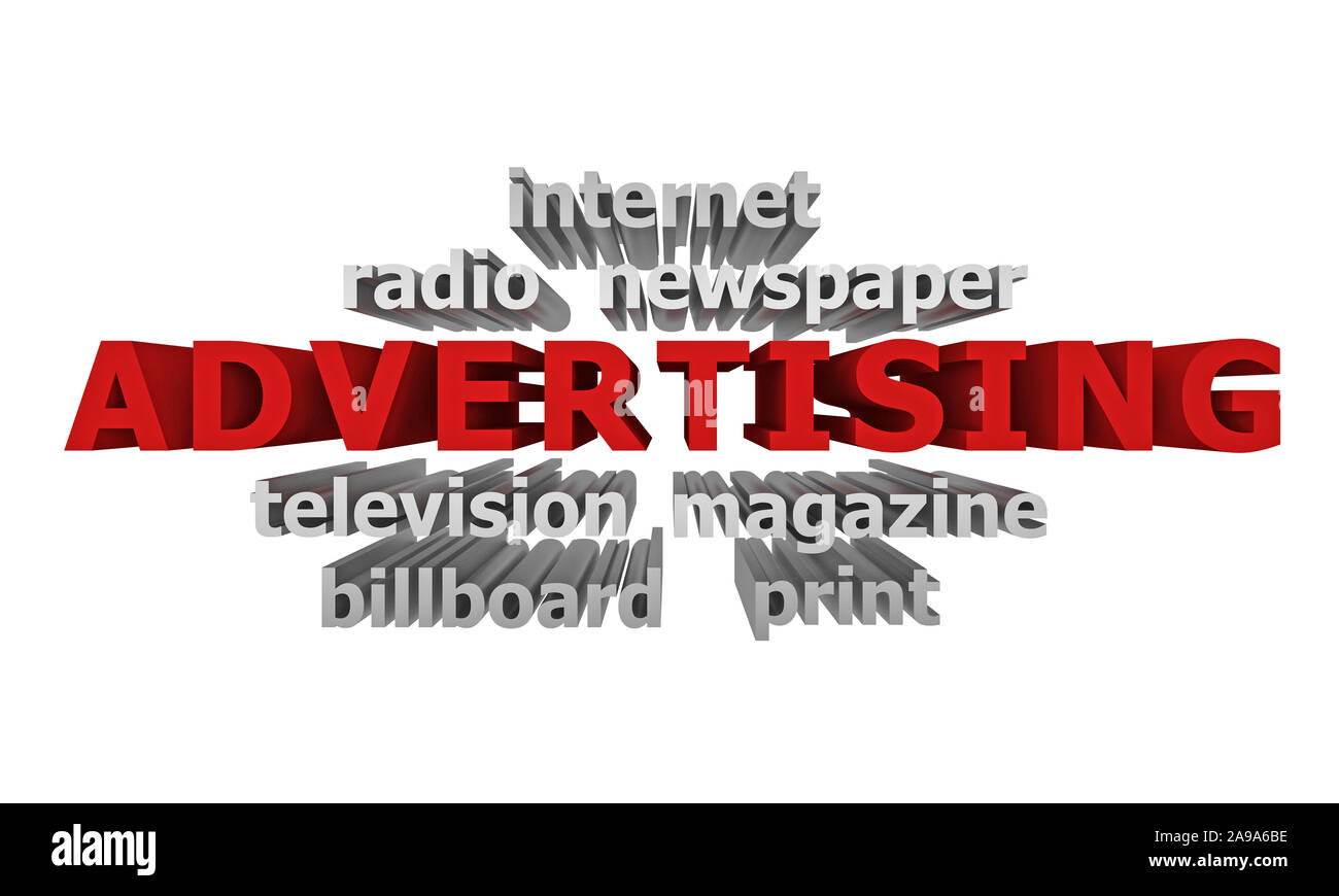 word cloud advertising. 3d rendering Stock Photo - Alamy