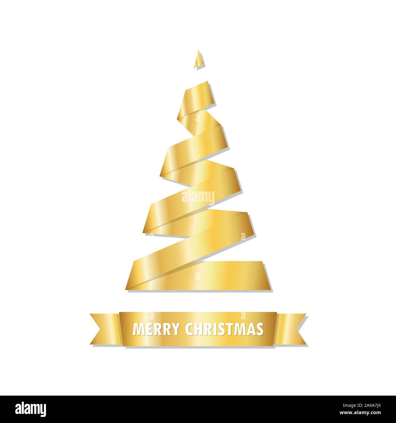 Golden Christmas tree isolated on white background. Vector illustration ...
