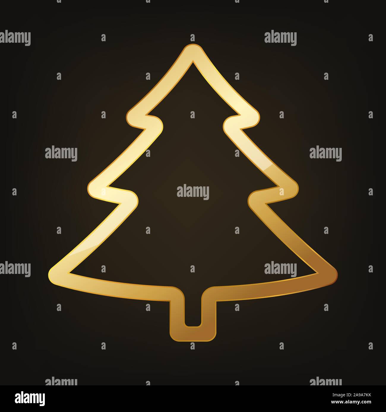 Golden Christmas tree isolated on dark background. Vector illustration ...