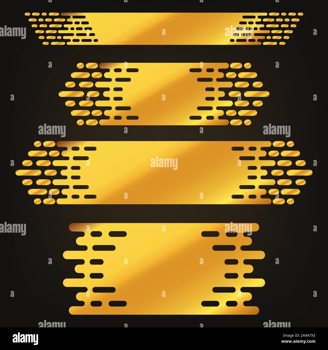 Set of abstract gold ribbon. Vector illustration. Golden ribbons or