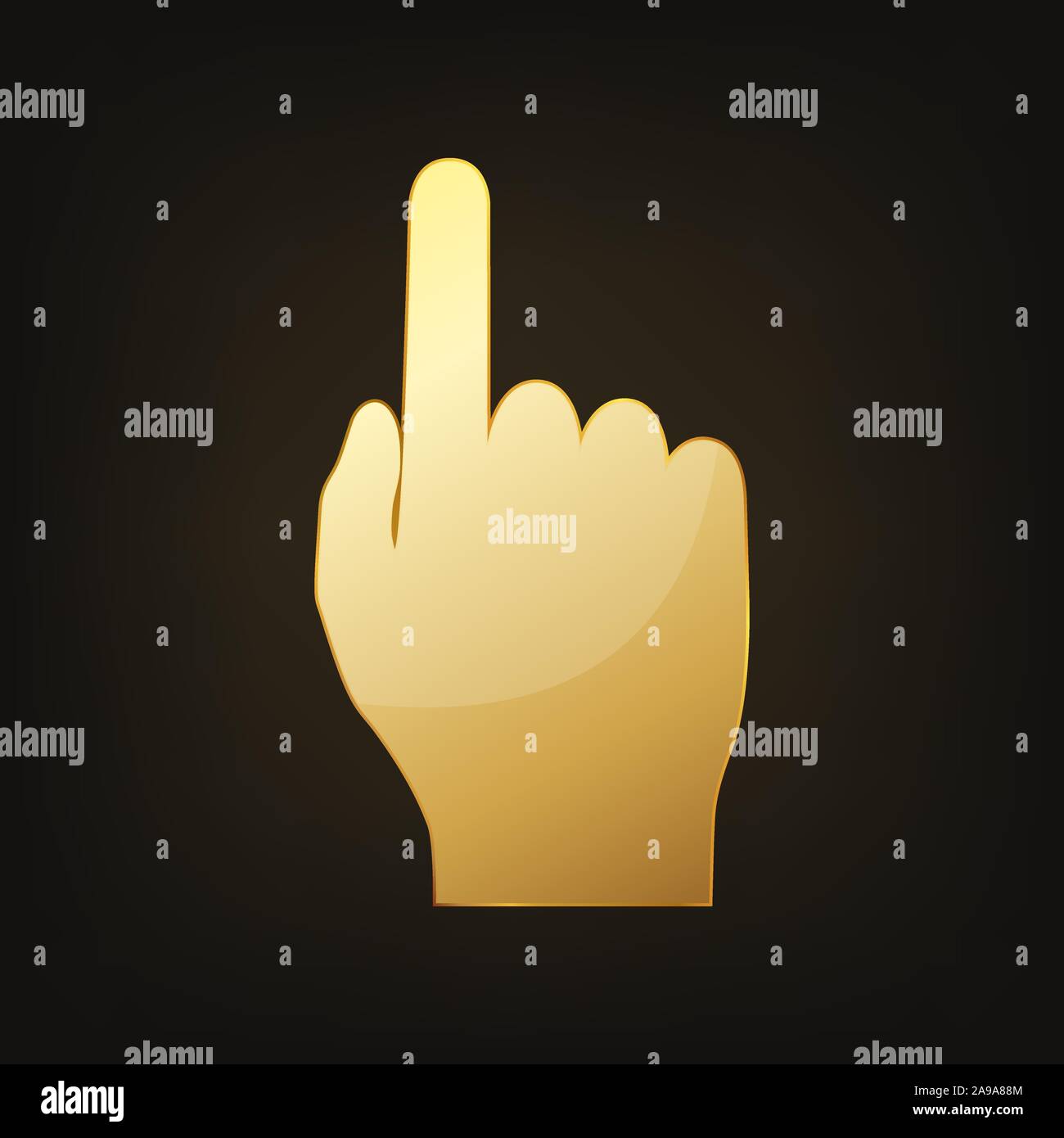 Gold hand icon. Vector illustration. Golden hand symbol on dark ...