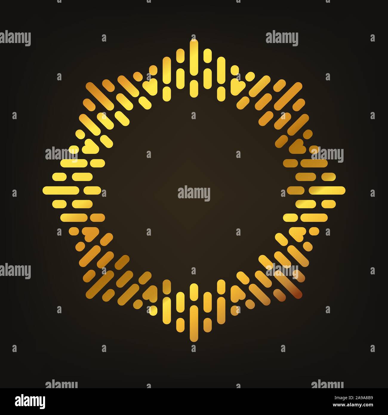 Abstract bright gold circle. Vector illustration. Golden round frame Stock Vector