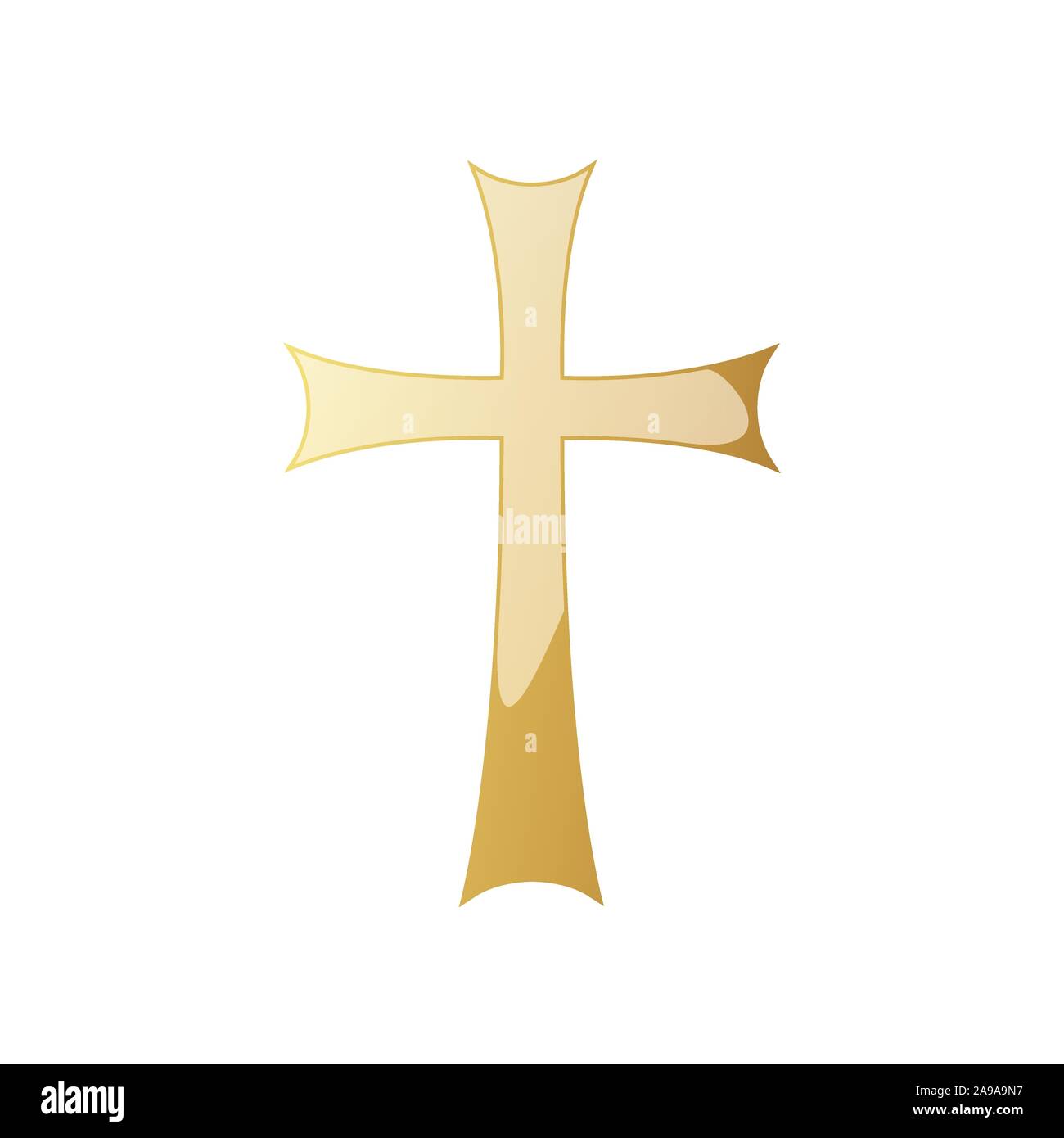 Golden Christian cross icon. Vector illustration. Golden Christian cross isolated on white background. Stock Vector