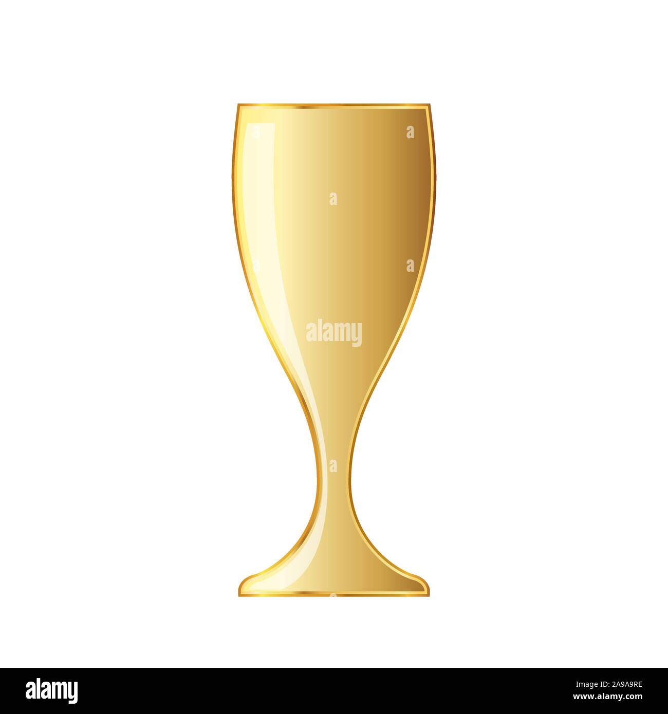 Golden wine glass icon. Vector illustration. Golden wine glass cup icon on white background. Stock Vector