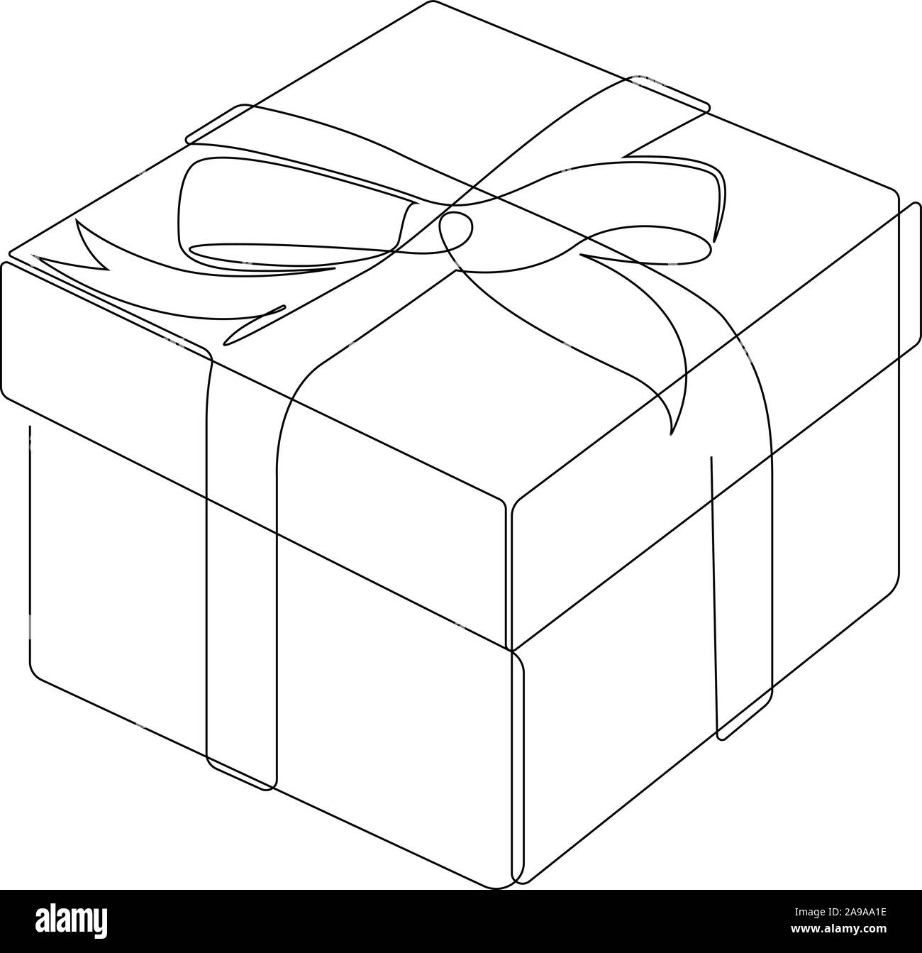 Pencil Drawing Gift Box Bow Stock Illustrations, Cliparts and