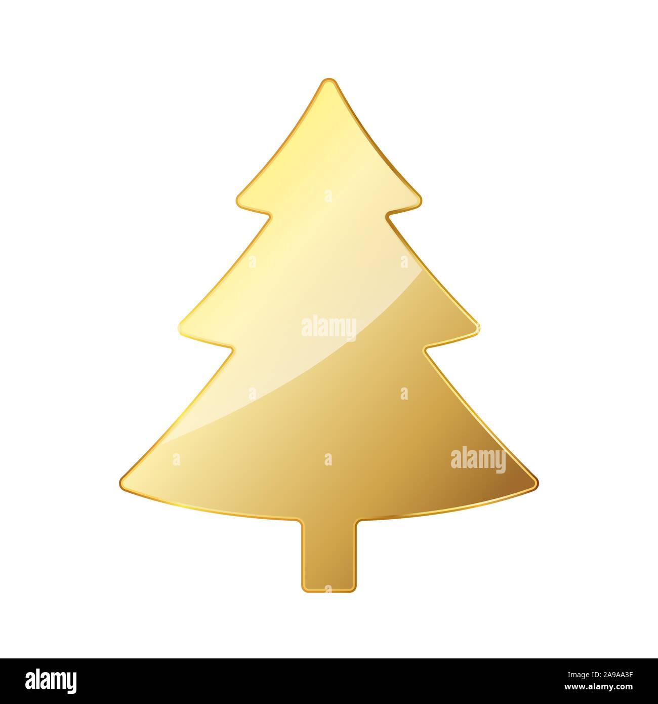 Golden Christmas tree isolated on white background. Vector illustration ...