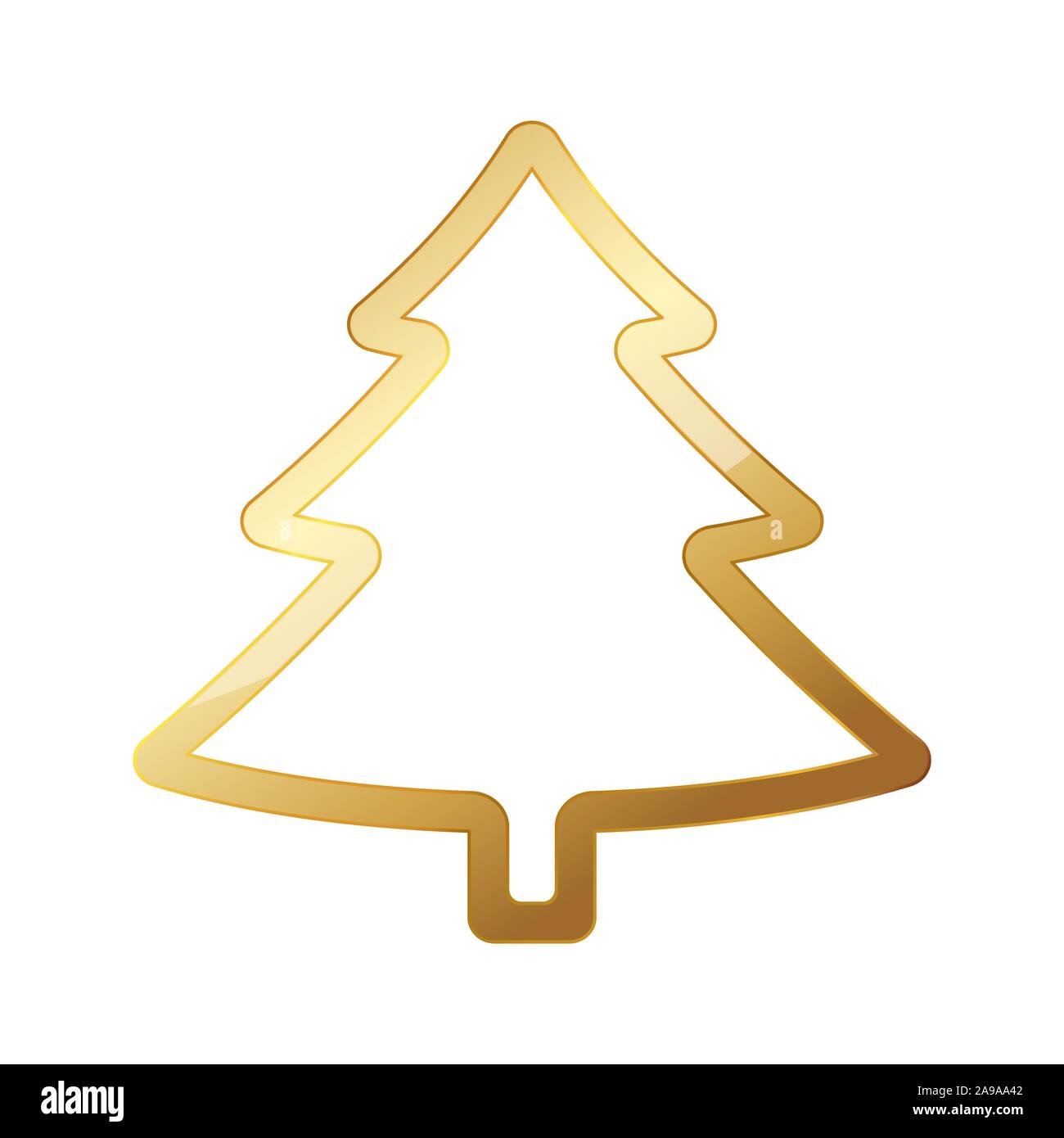 Golden Christmas tree isolated on white background. Vector illustration ...