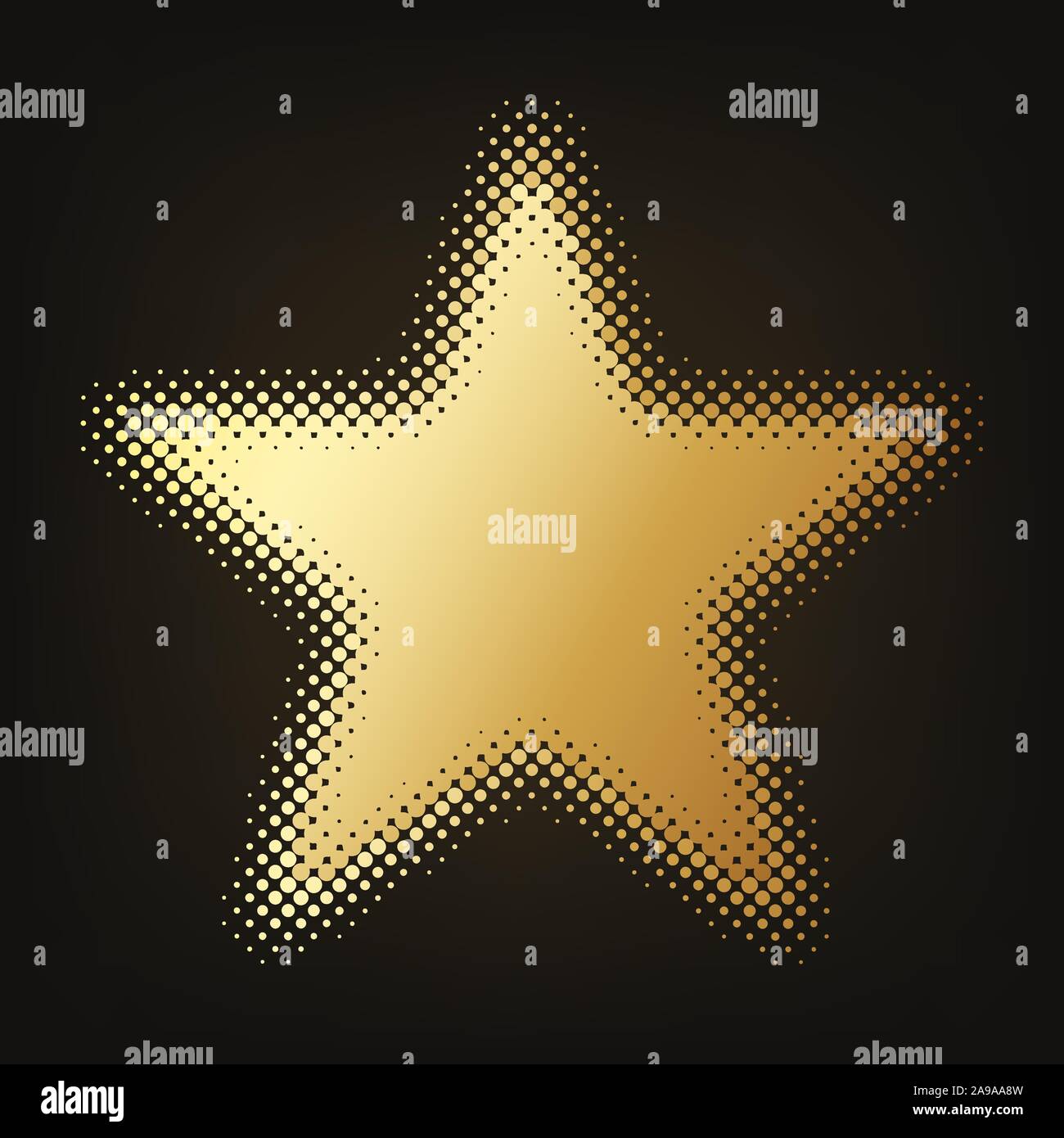 Abstract golden star icon. Vector illustration. Gold halftone star, on ...